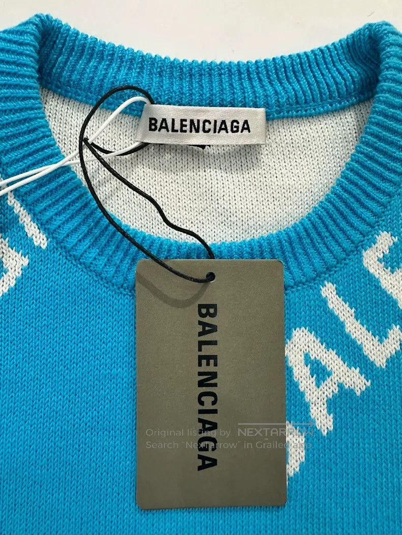 Balenciaga Balenciaga Full Logo Pattern Round Neck Sweater Size S / US 4 / IT 40 - 3 Thumbnail