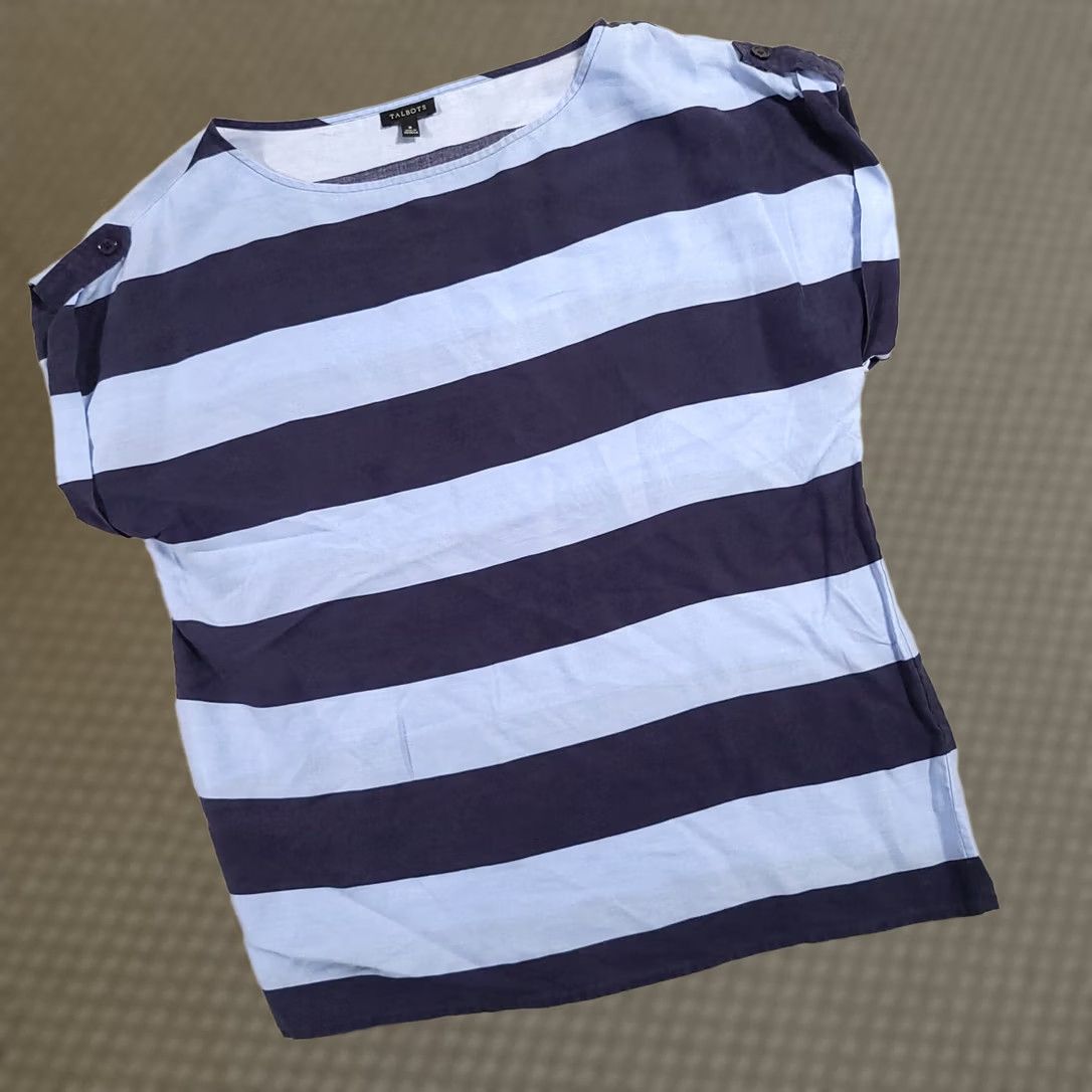 Talbots Talbots Shirt Womens 8 Blue Striped Short Sleeve Top Ladies Shirt Regular Blue 8 Womens Mens? Size M / US 6-8 / IT 42-44 - 1 Thumbnail