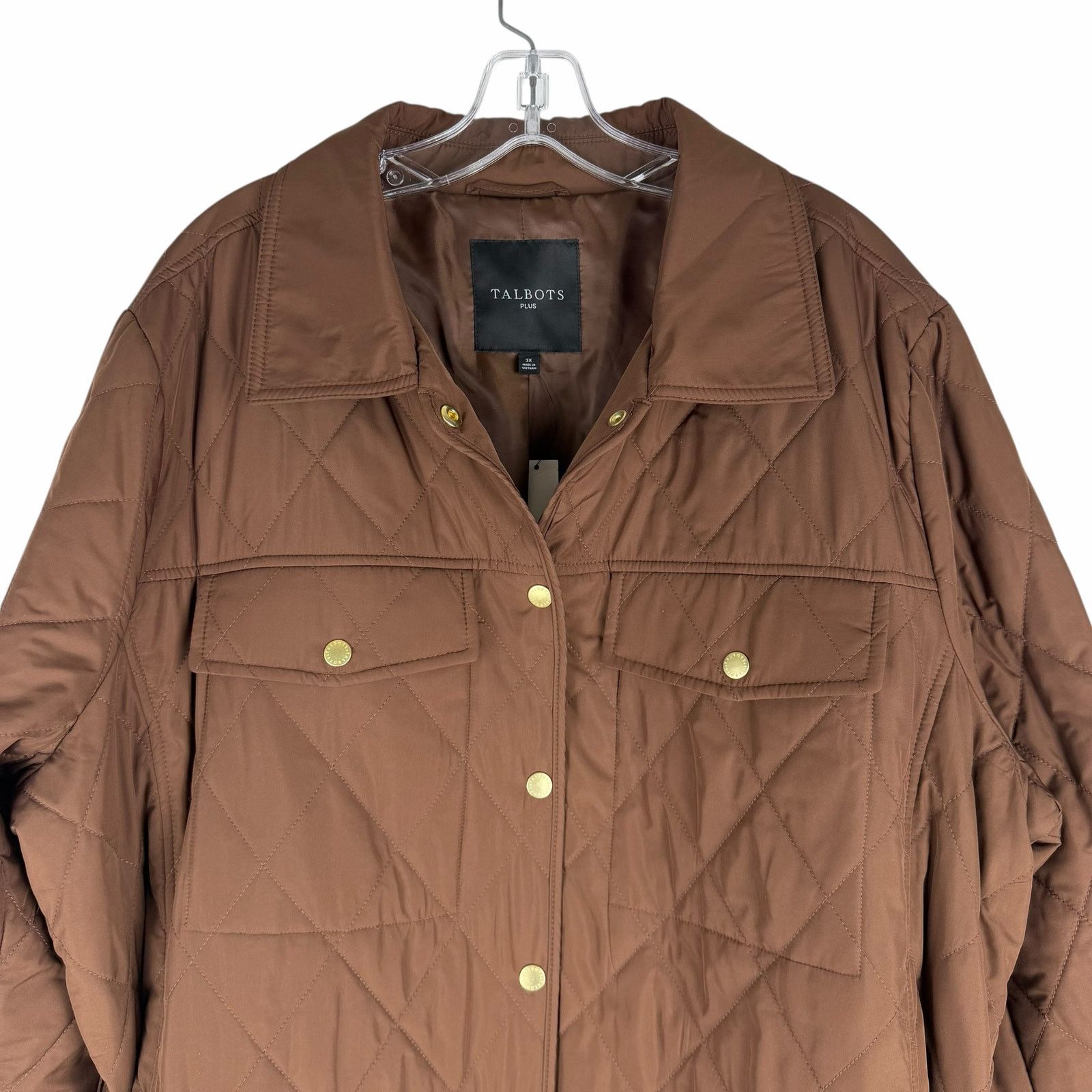 Other Talbots Belted Quilted Snap Button Shirt Jacket Brown 3X Size 3XL / US 20-22 - 5 Thumbnail
