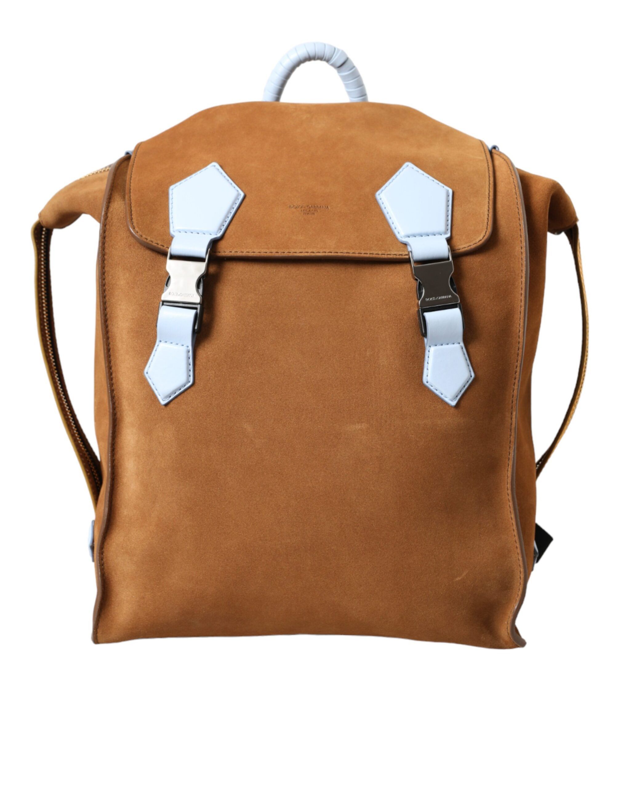 Dolce & Gabbana Brown Yellow Suede Leather Logo Backpack Men's Bag Size ONE SIZE - 1 Thumbnail