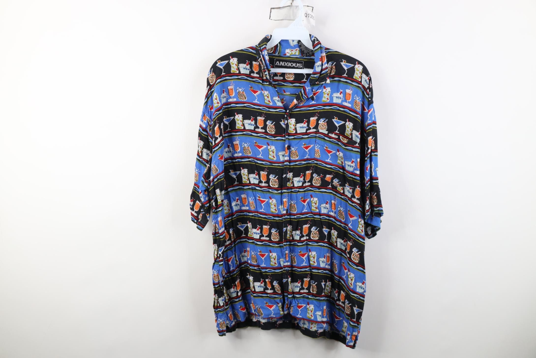 Vintage Vintage 90s Streetwear Gabardine Drinks Button Shirt Size US M / EU 48-50 / 2 - 1 Thumbnail