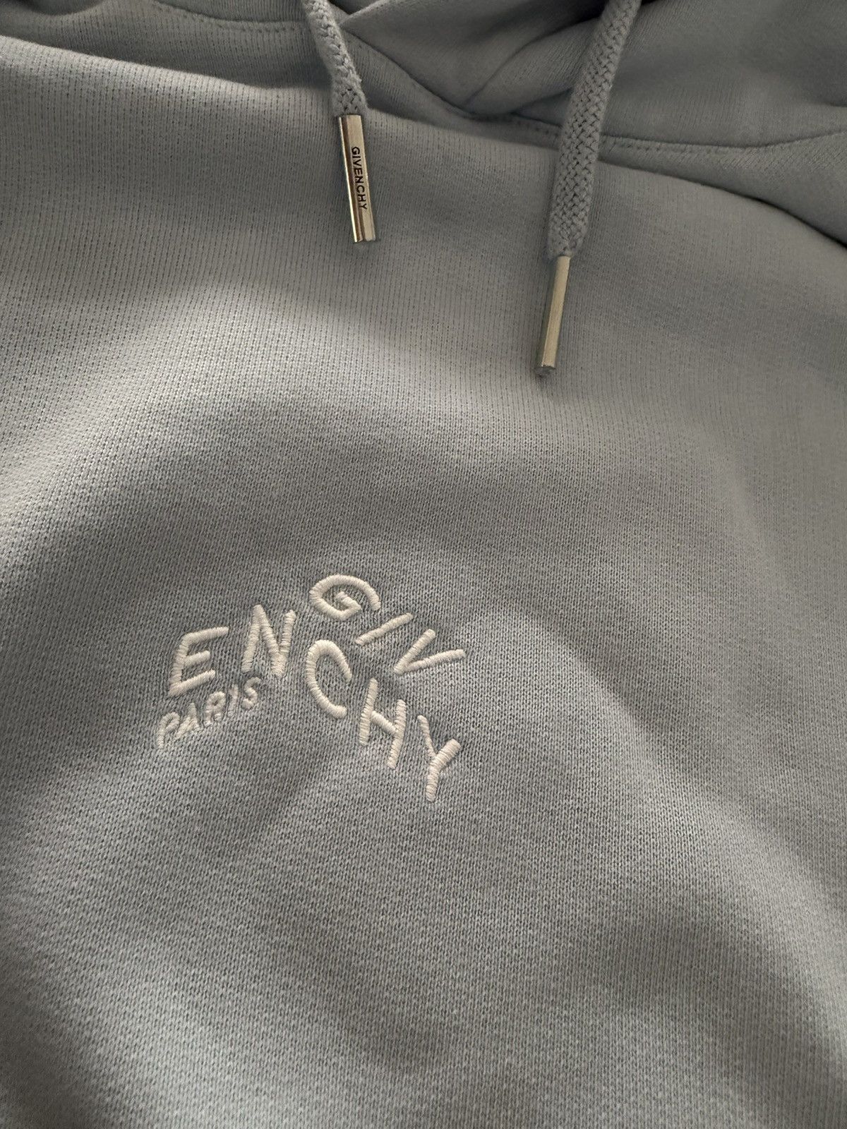 Givenchy Givenchy Light Blue Refracted Embroidered Logo Hoodie Size US L / EU 52-54 / 3 - 3 Thumbnail