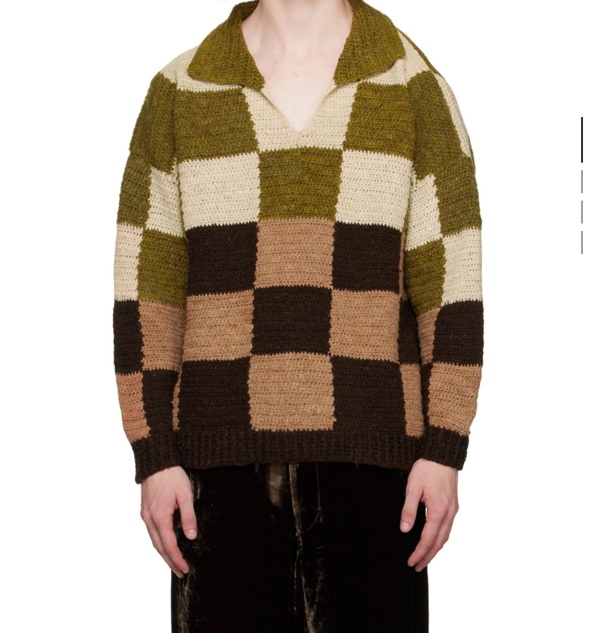 image of Karu Research Multicolor Checkered Polo Sweater, Men's (Size Medium)