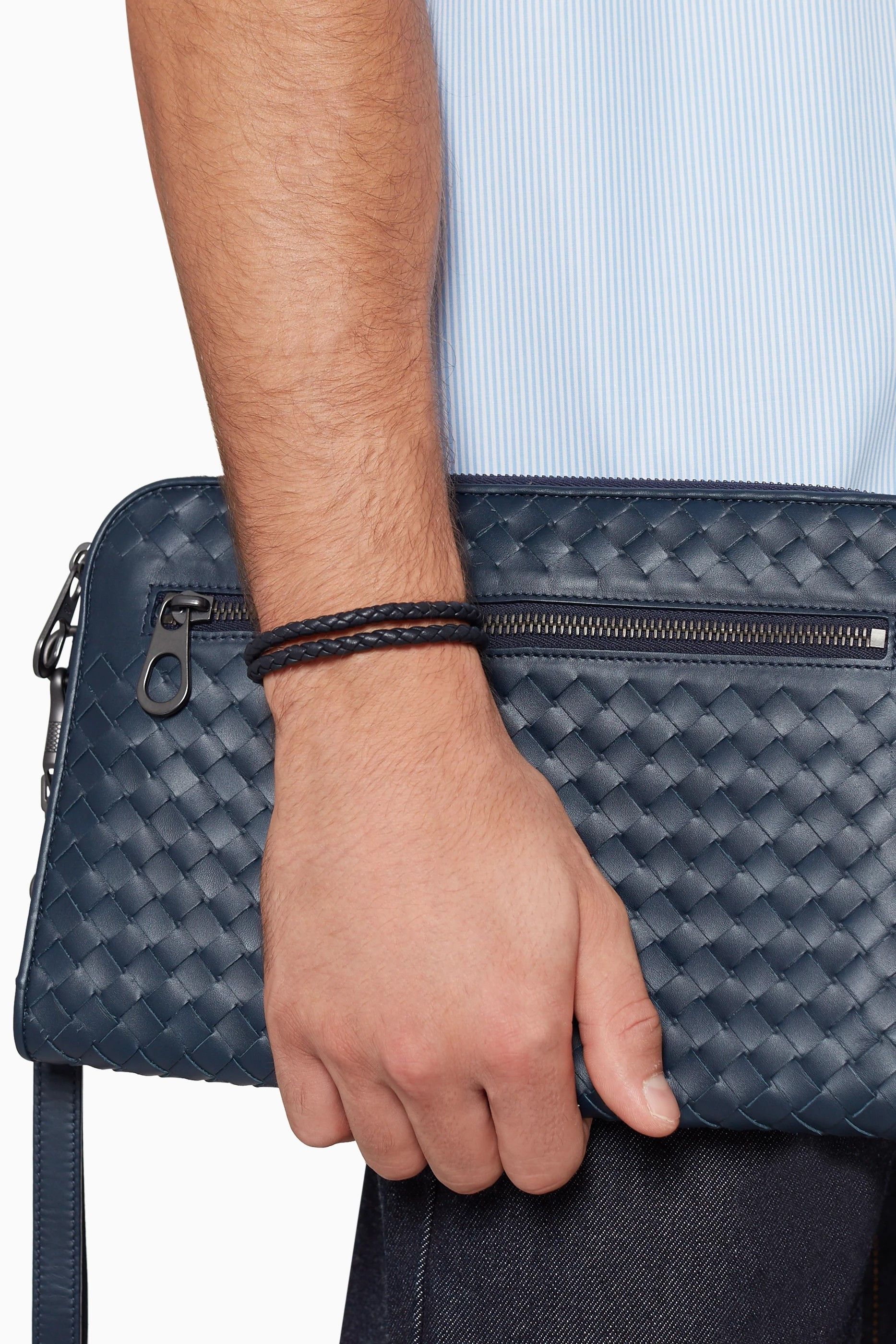 Bottega Veneta BOTTEGA VENETA blue intrecciato leather clutch document bag Size ONE SIZE - 2 Thumbnail