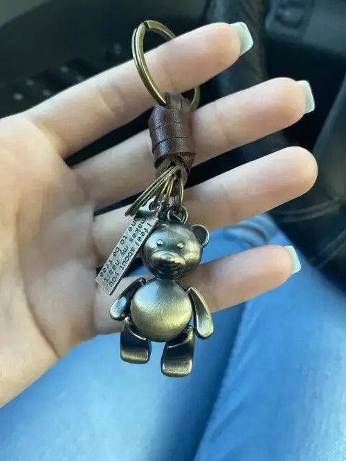Jewelry Vintage Leather Circle Cartoon Bear Keychain Size ONE SIZE - 2 Thumbnail