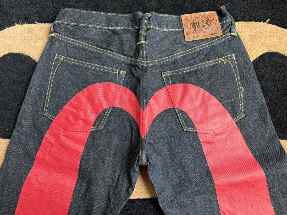 Evisu EVISU red daicock and white flower style jeans！size：31x34 Size US 31 - 5 Thumbnail