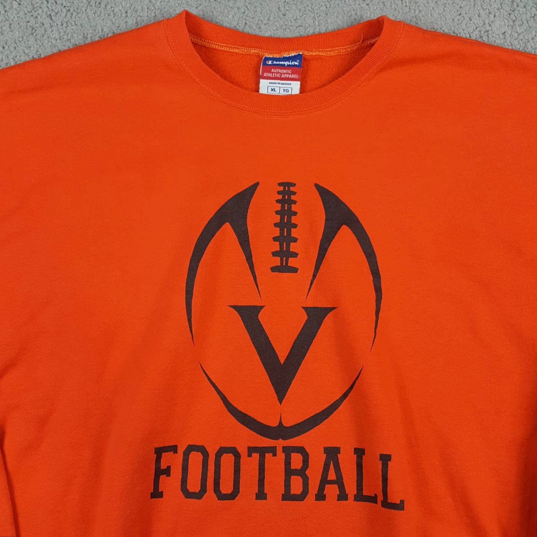 Champion VINTAGE Virginia Tech Hokies Football Crewneck Pullover Sweatshirt - XL - Orange - Champion - NCAA College - 90s Retro Sports University USA - Men Size US XL / EU 56 / 4 - 2 Thumbnail