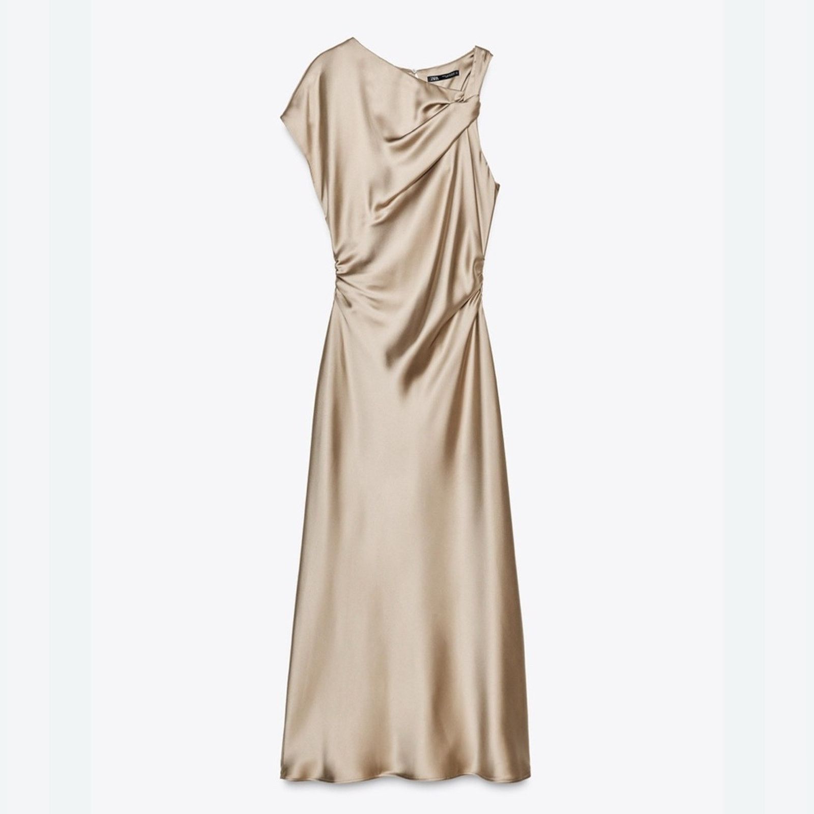 Zara Nwt- zara- satin effect draped midi dress- small Size S / US 4 / IT 40 - 2 Thumbnail