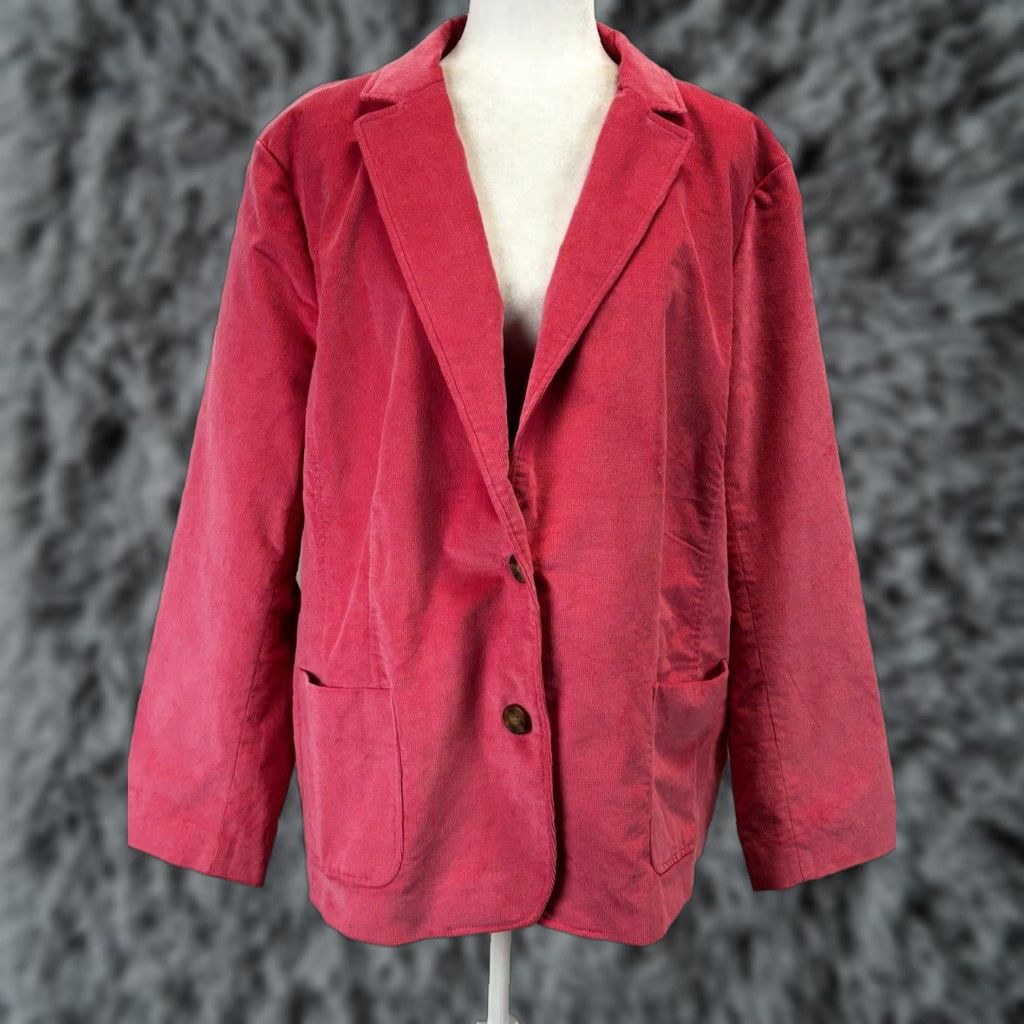 Talbots Plus Size 24W Pink Corduroy Blazer Jacket 2 Button Womens