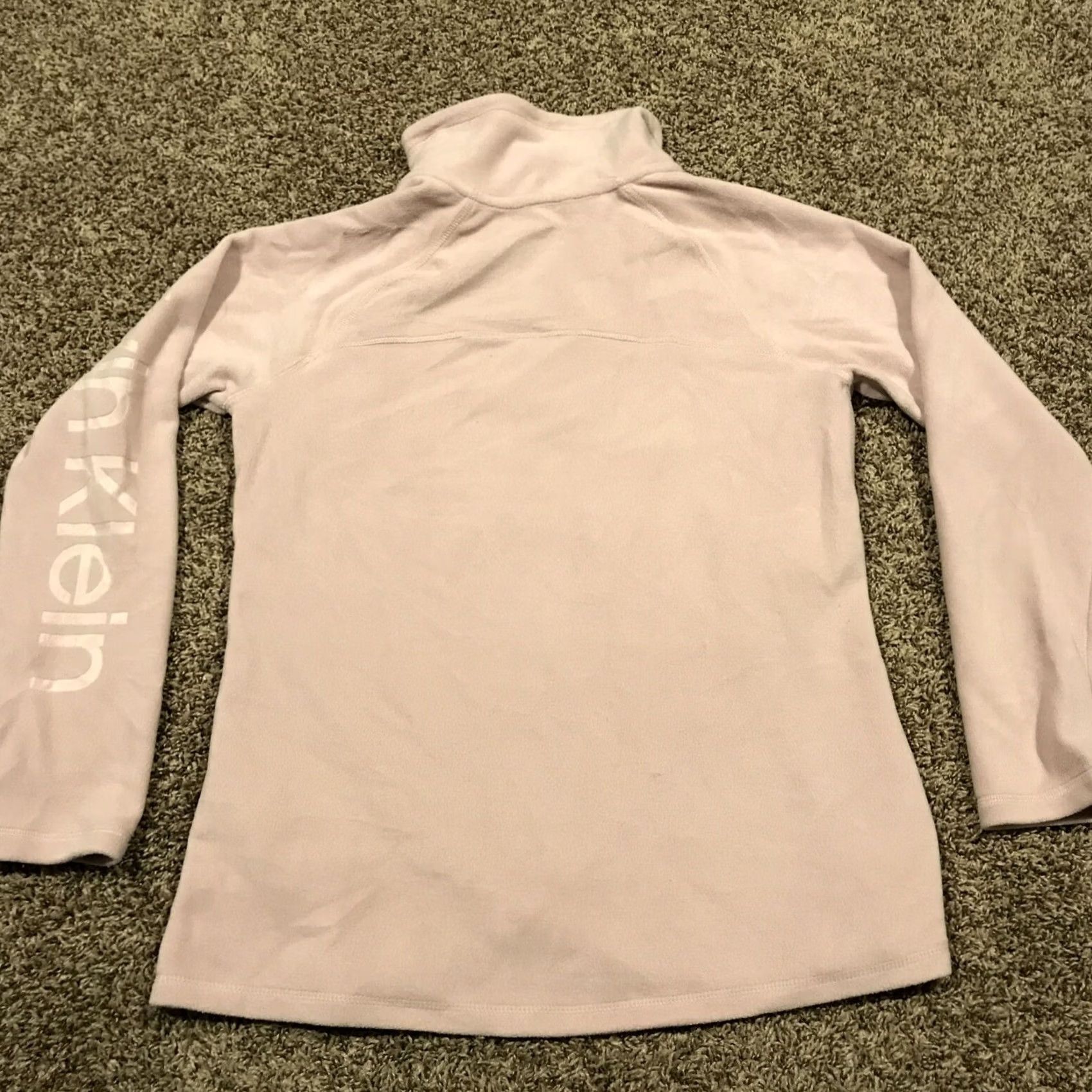 Calvin Klein Calvin Klein Sweater Womens Size S Pink Fleece Solid Pullover Designer Long Sleeve Collared Tight-Knit Logo Stretch A48 Size S / US 4 / IT 40 - 3 Thumbnail