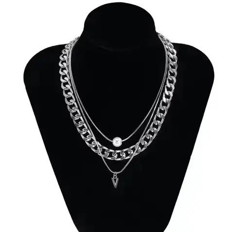 Jewelry Silver Color Layer Color 3 Layer Necklace Size ONE SIZE - 2 Thumbnail