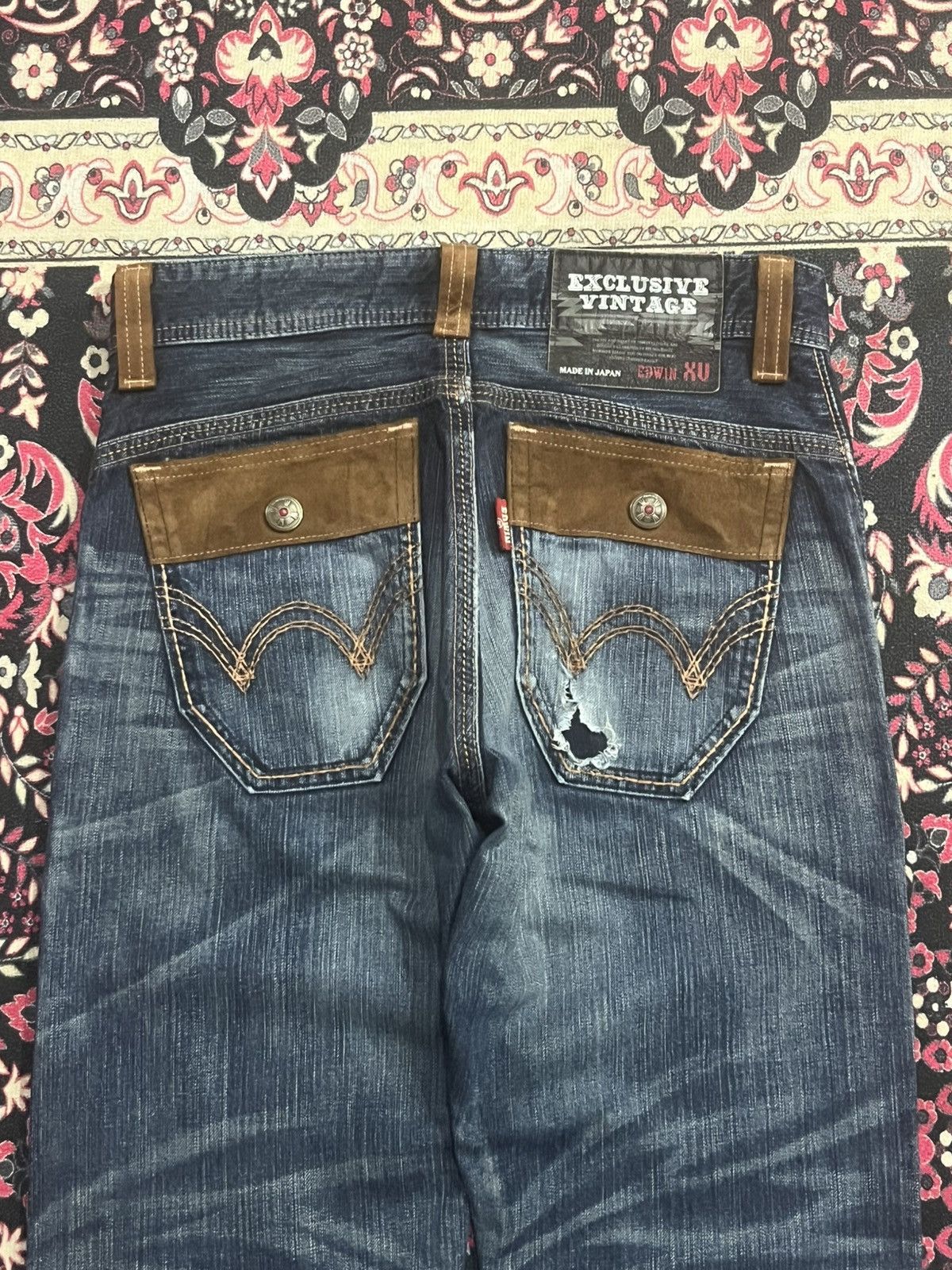 Edwin Edwin XVS Dark Faded Blue Washed Distressed Bush Pants Jeans Size US 30 / EU 46 - 7 Thumbnail