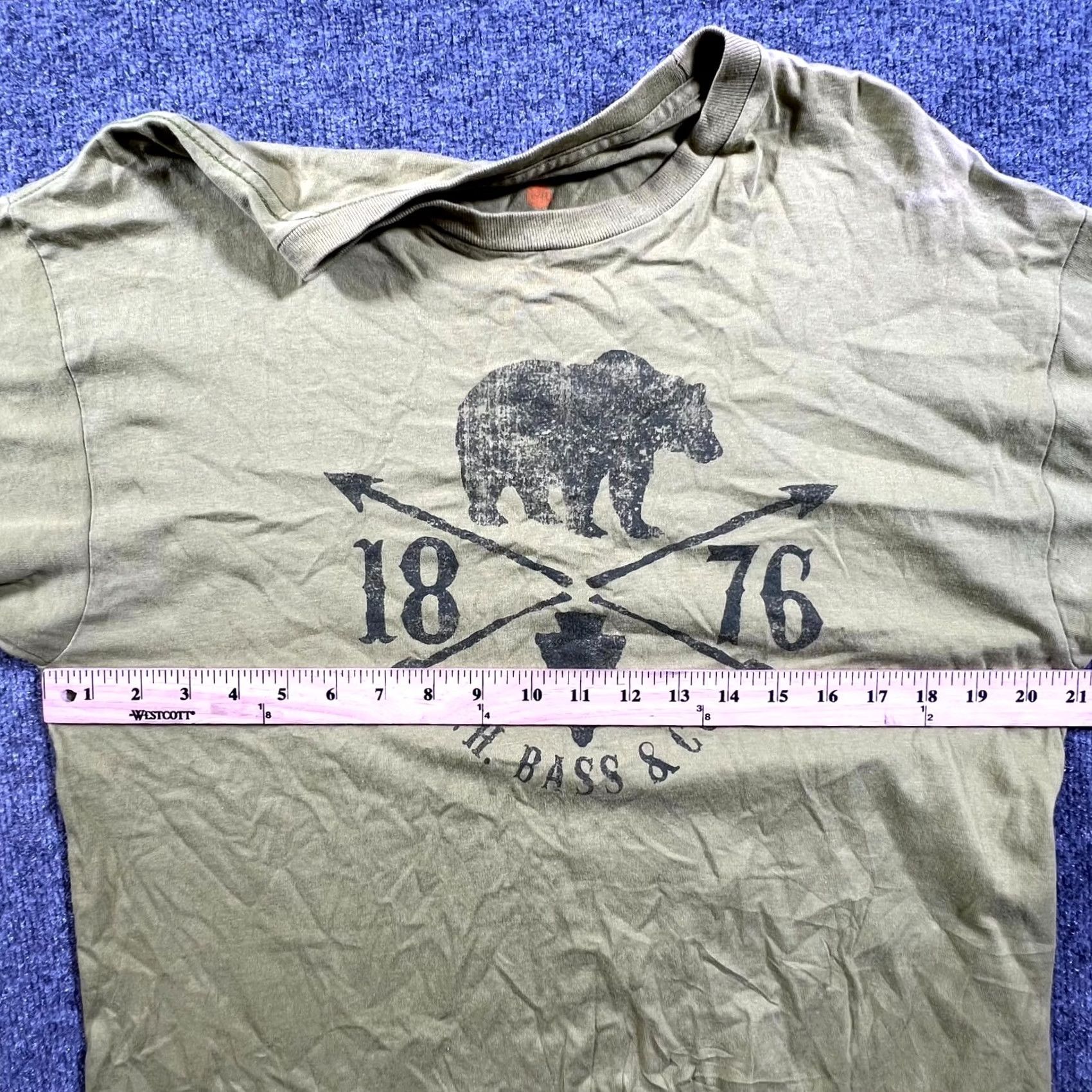 Vintage G.H. Bass & Co. T-Shirt Mens Olive Green Graphic Bear And Arrow 1876 Streetwear Large Size US L / EU 52-54 / 3 - 5 Thumbnail
