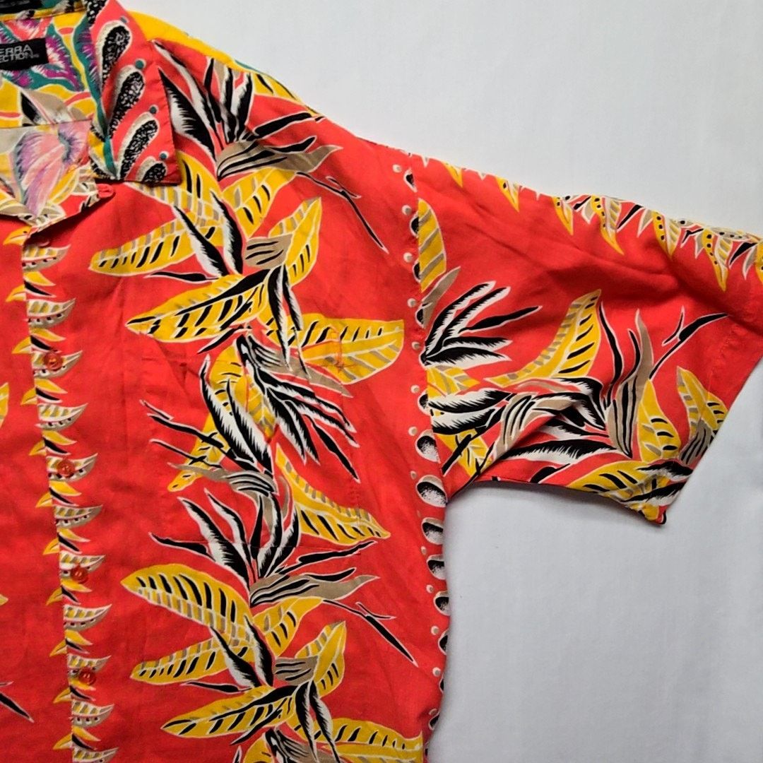 Generra Vintage Hawaiian Shirt Floral Red Rayon L Button Up Size US L / EU 52-54 / 3 - 4 Thumbnail