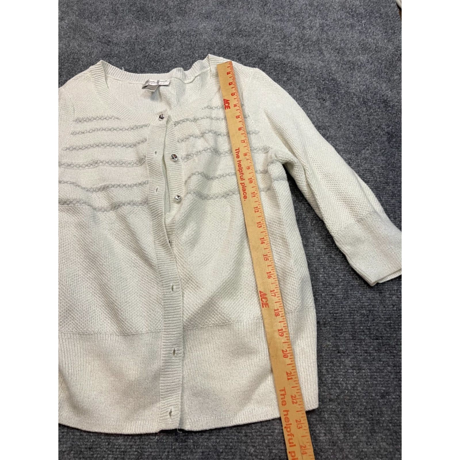 Vintage Christopher Banks Sweater Womens Petite Medium M White Button Cardigan Crew Neck Nautical Womens Size M / US 6-8 / IT 42-44 - 2 Thumbnail