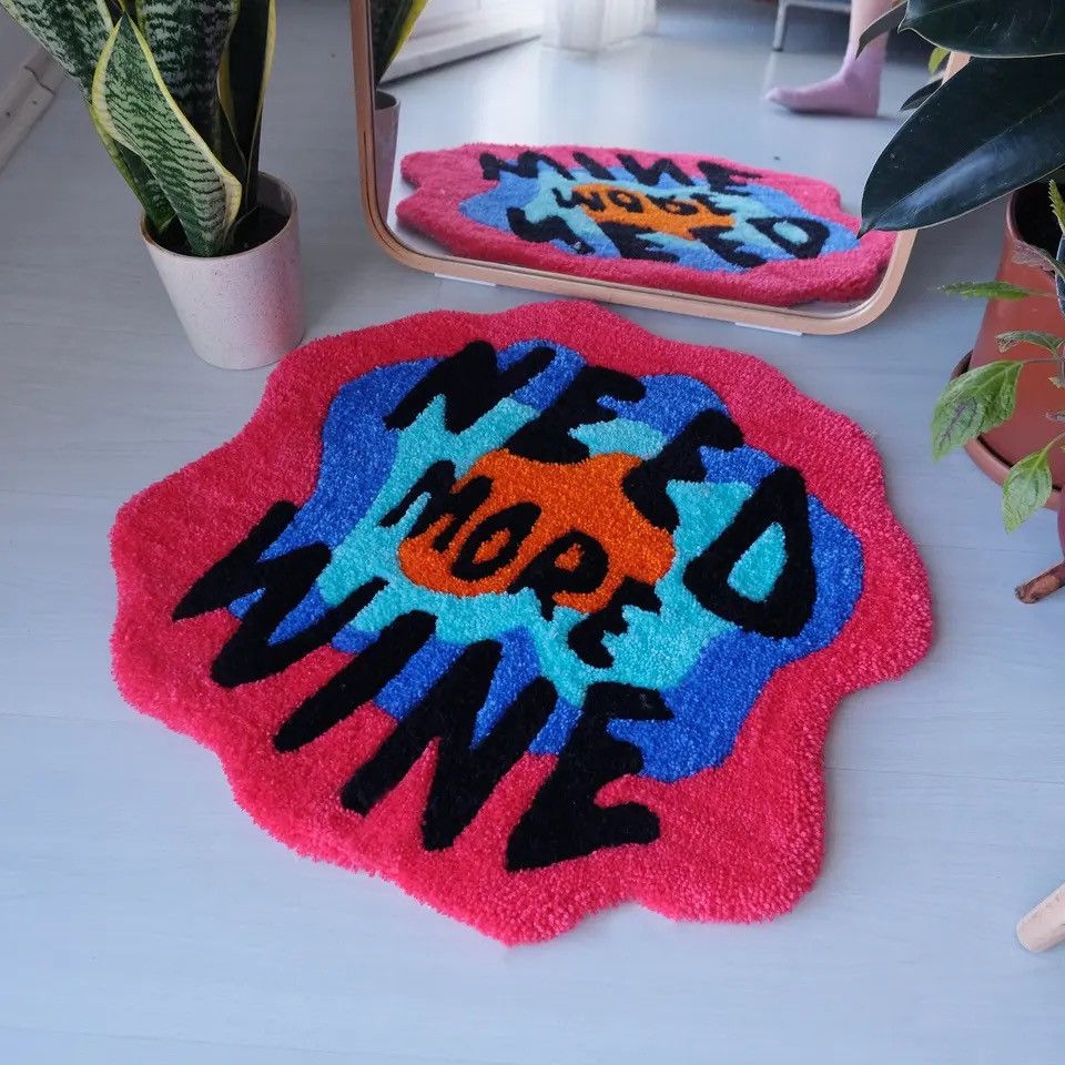 Japanese Brand × Vintage Need More Wine Tufted Rug Size ONE SIZE - 6 Thumbnail