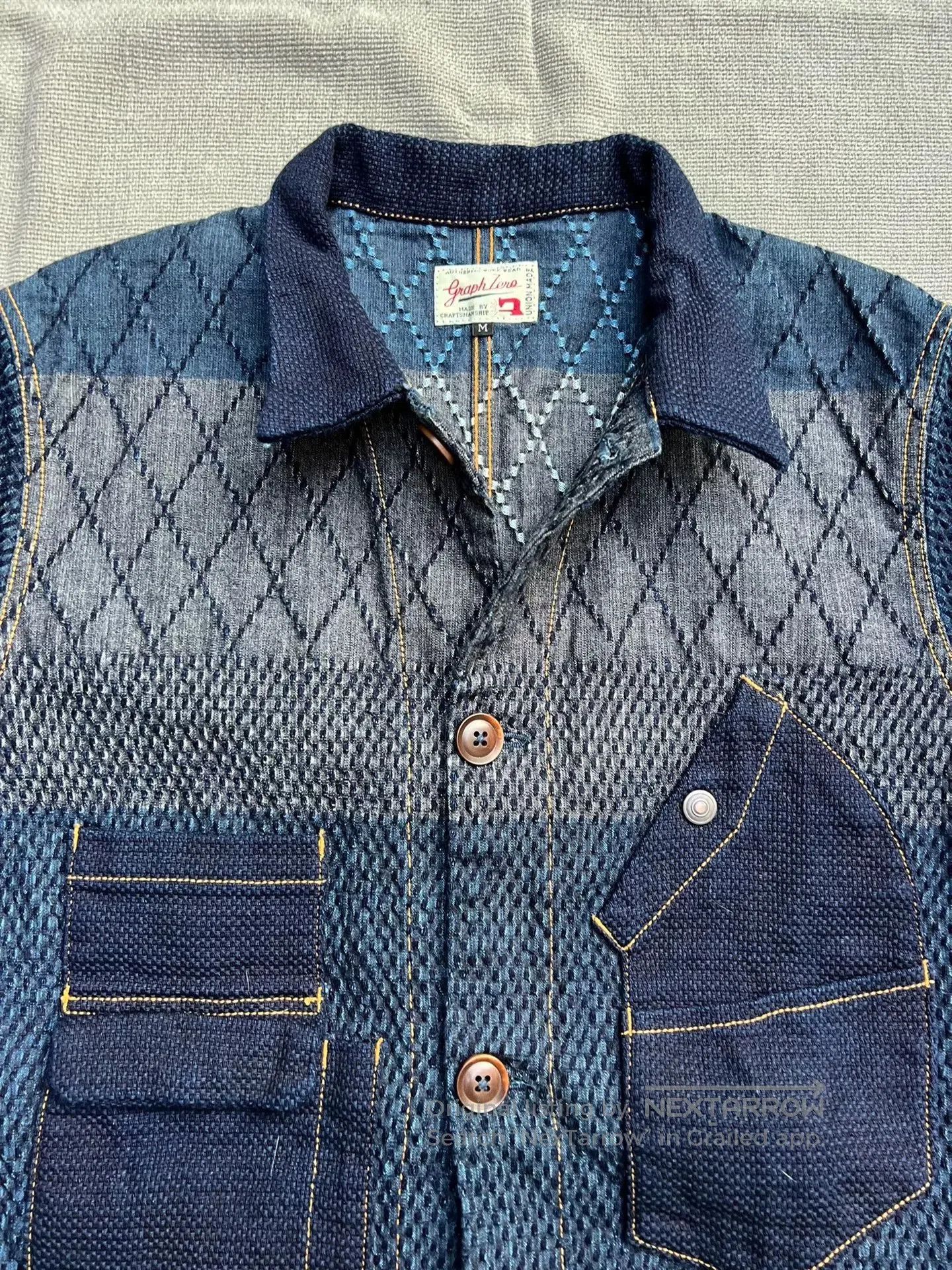 Japanese Brand Unique Graph Zero Coat with Mixed Materials. Size US M / EU 48-50 / 2 - 2 Thumbnail