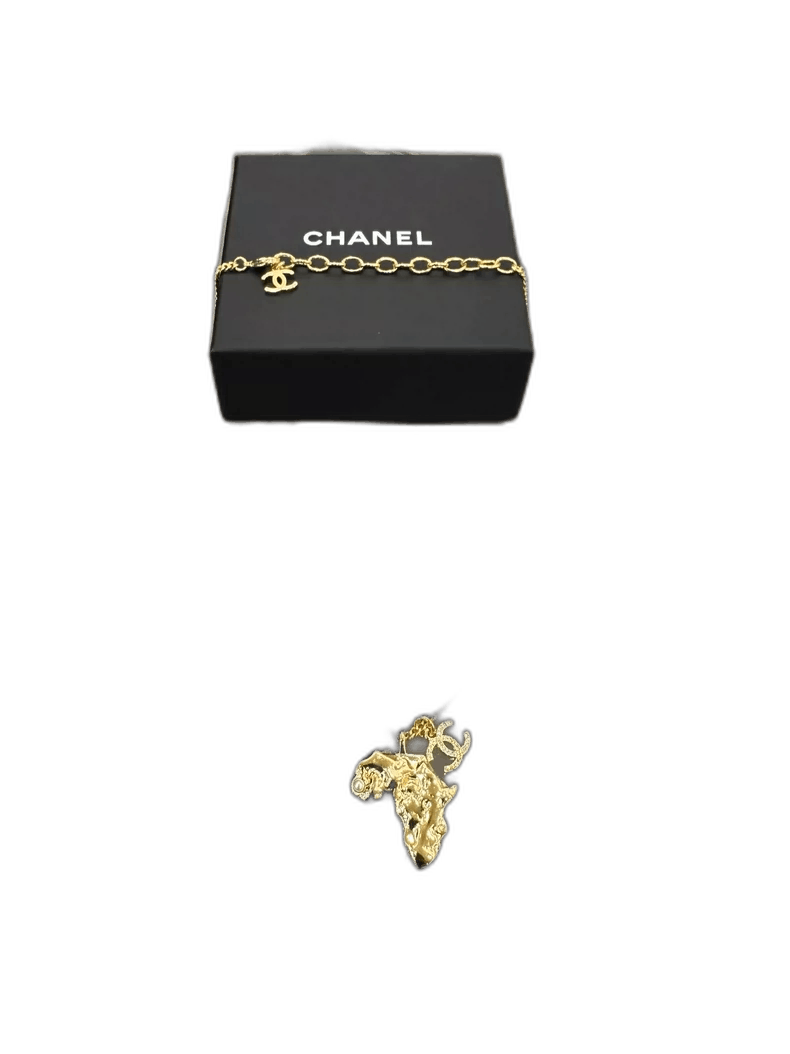 Chanel Chanel African Map Logo Gold Pendant Necklace Size ONE SIZE - 1 Thumbnail