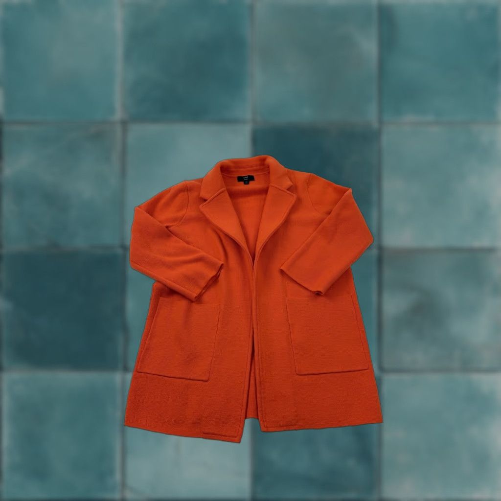 J.Crew J.Crew Coatigan Womens XS Orange Knit Open Front Mid-Length Pockets Basic Jacket Size XS / US 0-2 / IT 36-38 - 1 Thumbnail