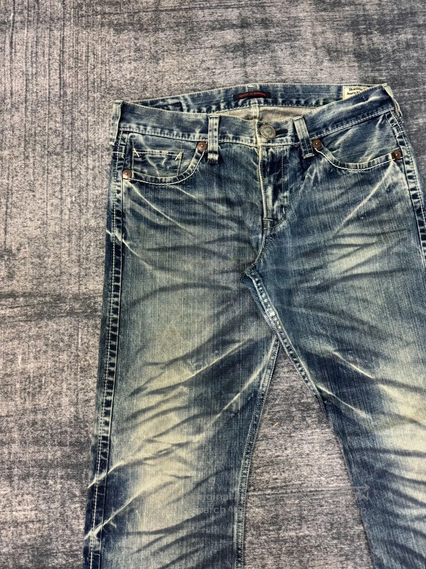 Vintage Vintage Blue Japanese Washed Jeans. Size US 34 / EU 50 - 3 Thumbnail