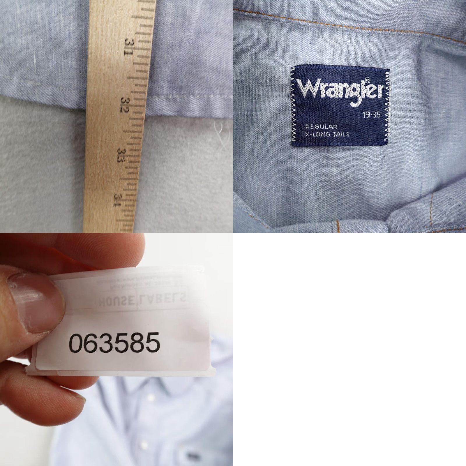 Wrangler Vintage Wrangler Shirt Mens 3XL Blue Chambray Western Pearl Snap X Long Tails Size US XL / EU 56 / 4 - 8 Thumbnail