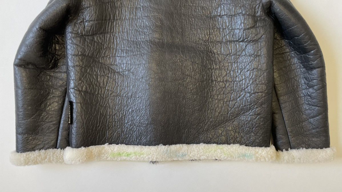 Balenciaga Black Leather ‘Graffiti’ Shearling Jacket Size US M / EU 48-50 / 2 - 18 Thumbnail