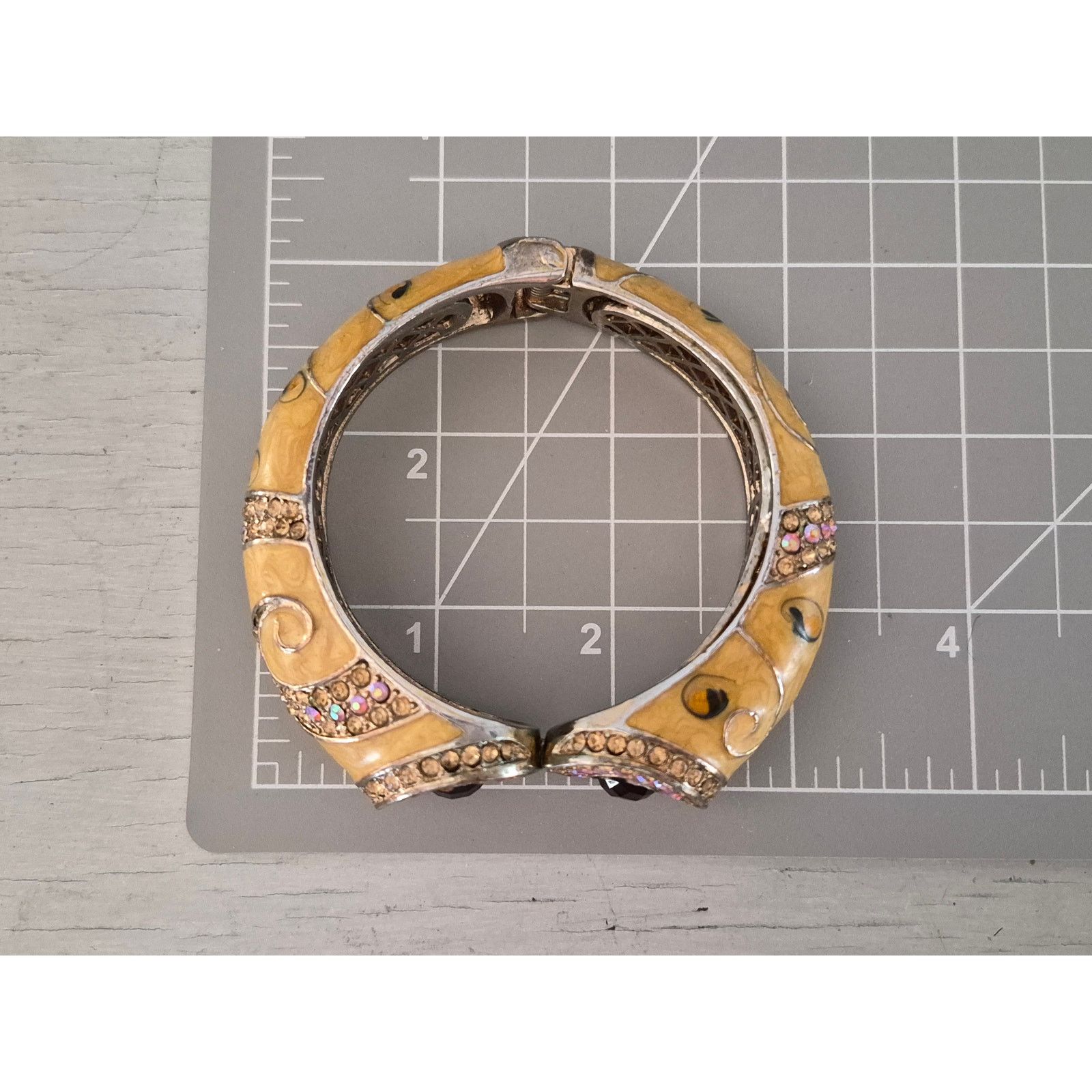 Other Vintage Avant Yellow Enamel and Rhinestone Hinge Bracelet Size ONE SIZE - 7 Thumbnail