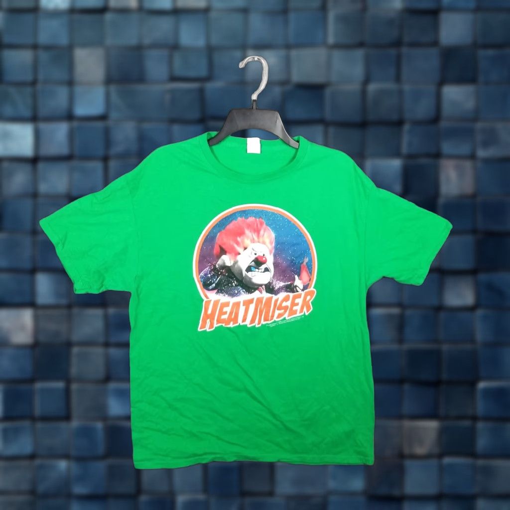 Fruit Of The Loom VINTAGE Heat Miser Christmas T-Shirt Men Large Green Cartoon Movie Holiday Graphic Tee Holiday Season Size US L / EU 52-54 / 3 - 1 Thumbnail