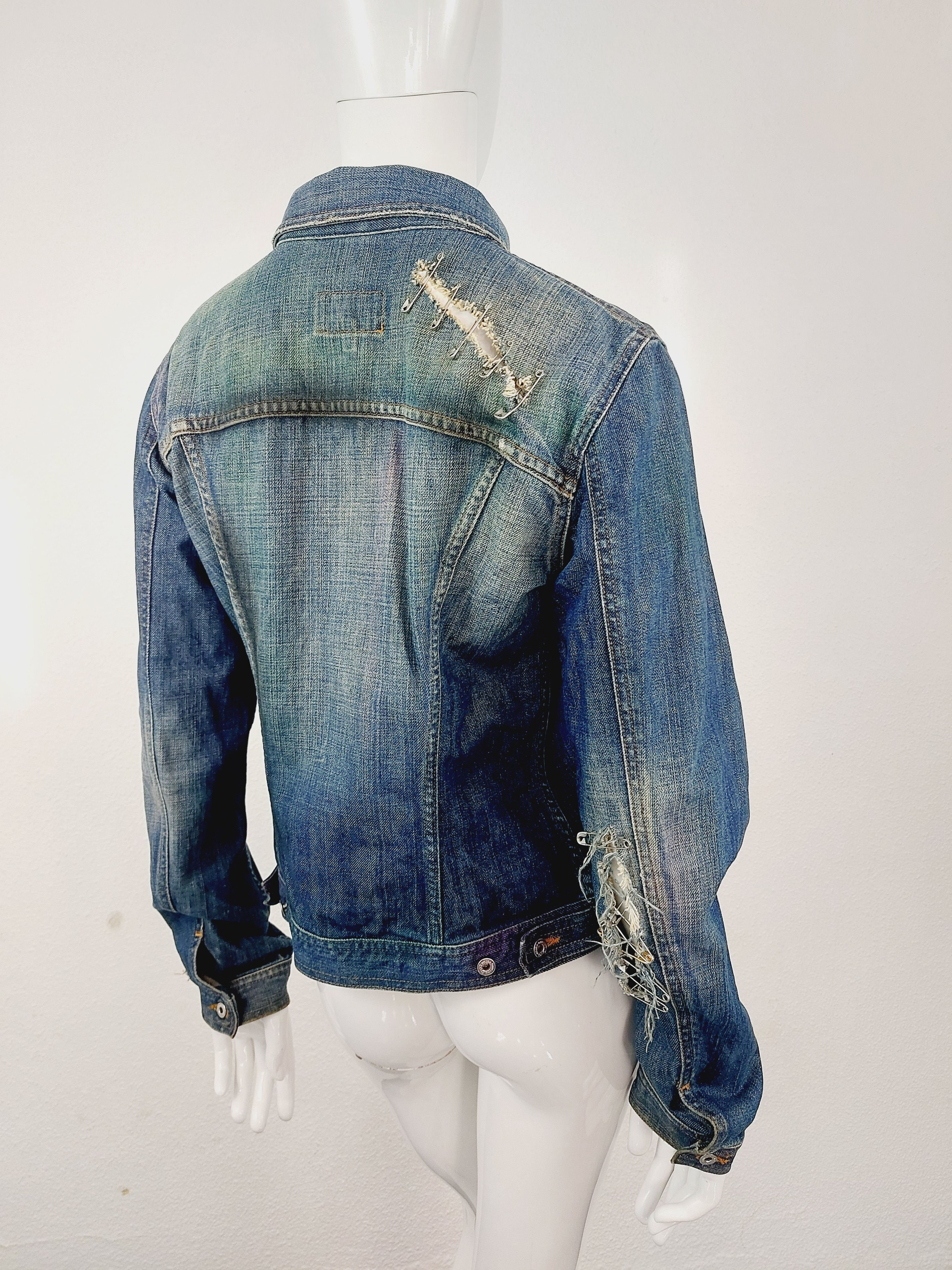 Dolce & Gabbana Dolce and Gabbana D&G SS2001 Spray Paint Safety Pin Jacket Size US XS / EU 42 / 0 - 15 Thumbnail