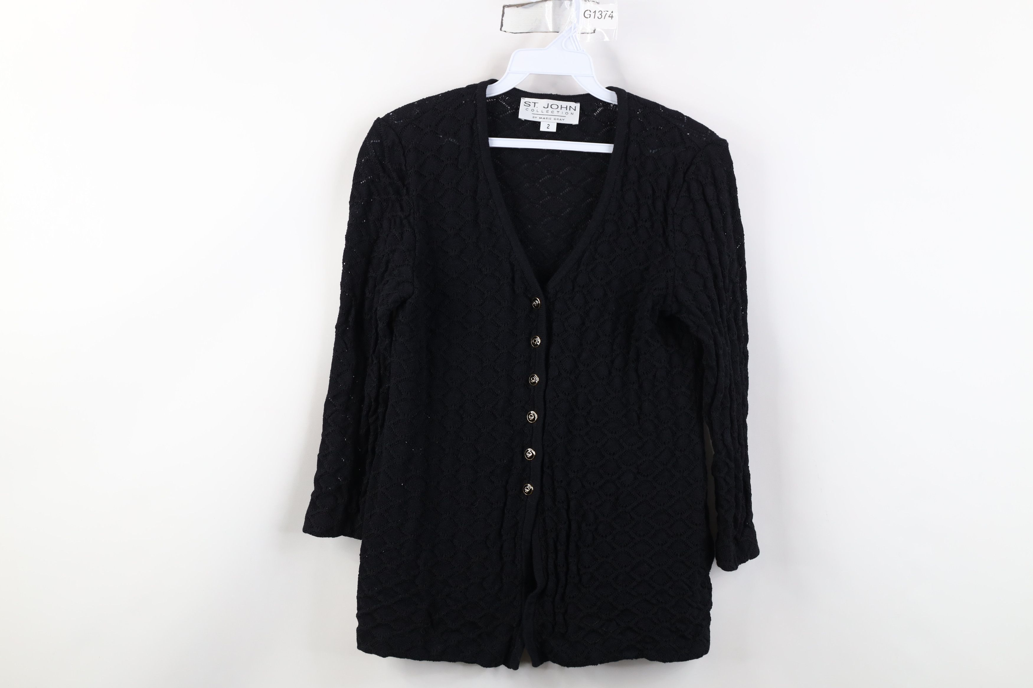St. John Vintage St John Wool Blend Crochet 3/4 Sleeve Sweater USA Size XS / US 0-2 / IT 36-38 - 1 Thumbnail