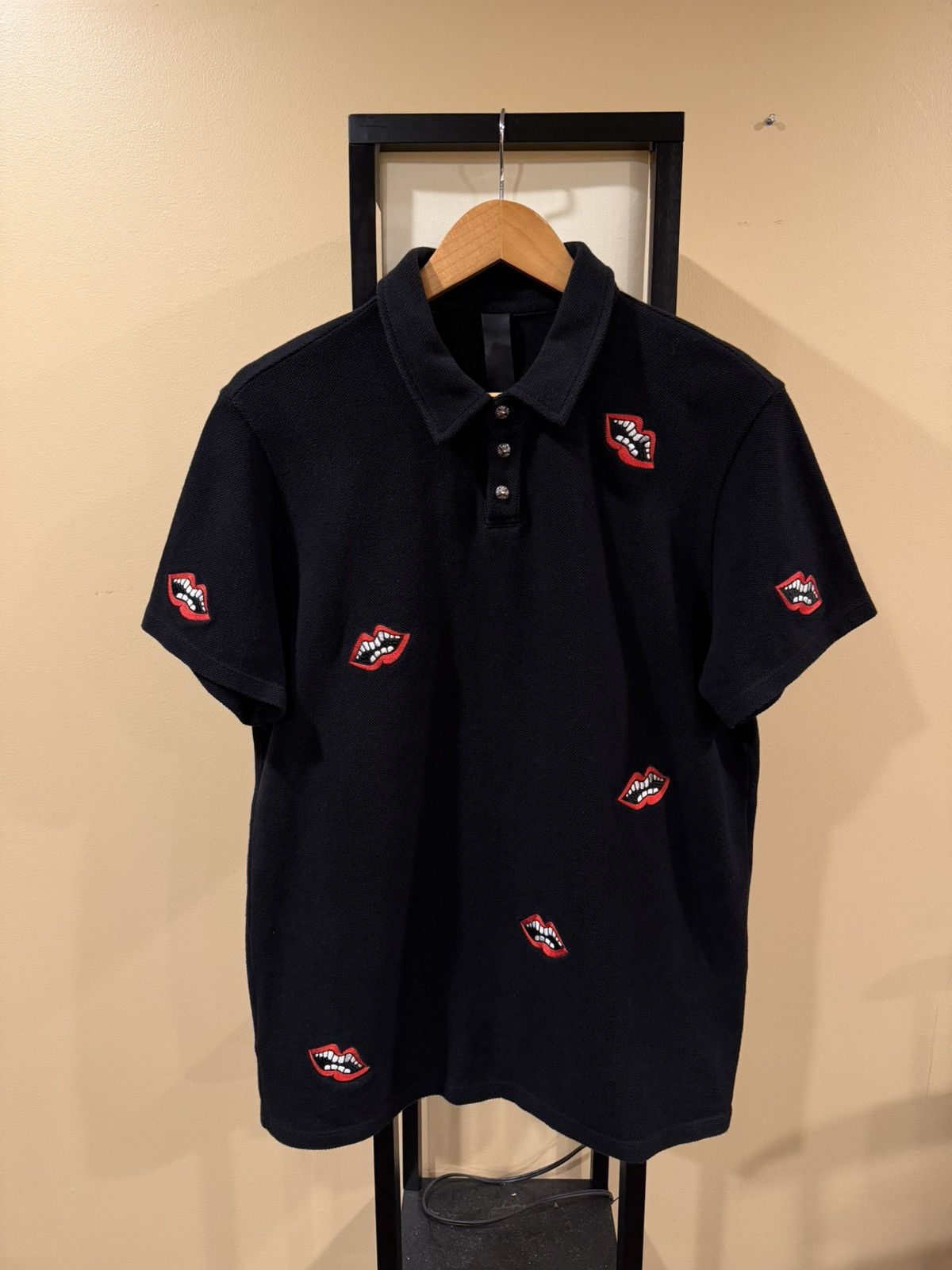 Chrome Hearts Chrome Hearts Black Polo Cross Logo Shirt Top | Grailed