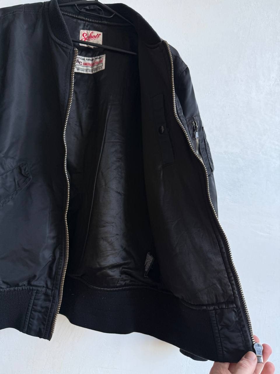 Schott Schott NYC American College Nylon Mens Black Bomber Jacket M Size US M / EU 48-50 / 2 - 13 Thumbnail