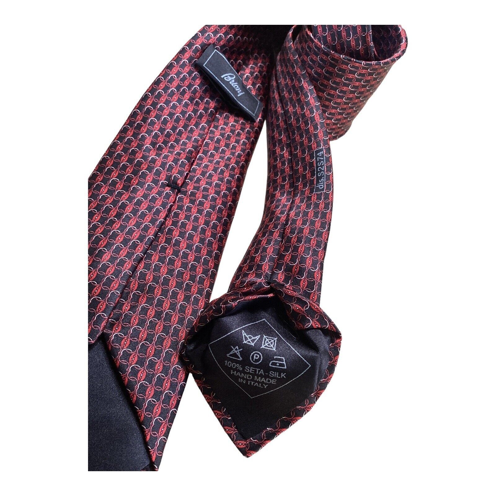 Brioni BRIONI Red Black Geometric Luxury Silk Tie Hand Made In Ital Size ONE SIZE - 4 Thumbnail