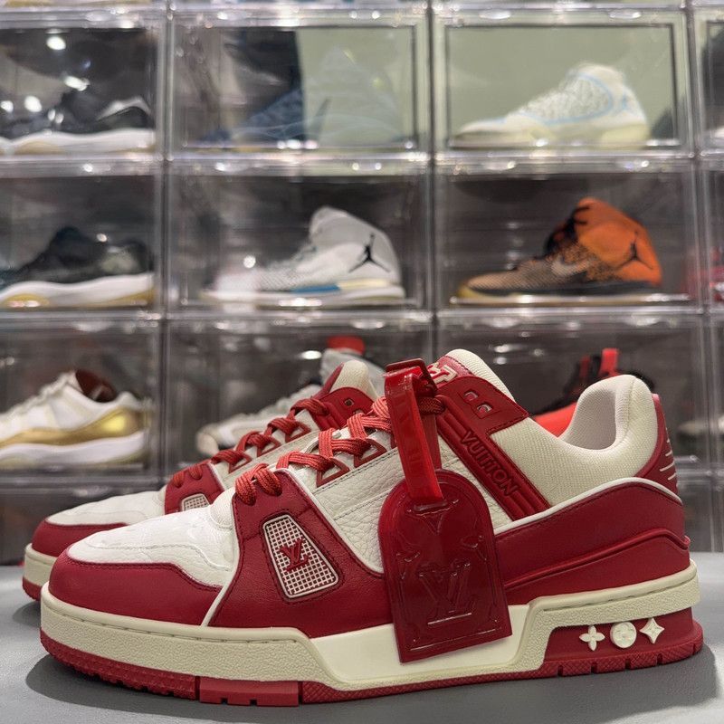 Louis Vuitton Louis Vuitton Fashion Trainer Red Leather Sneakers -2508 Size US 8 / EU 41 - 1 Thumbnail