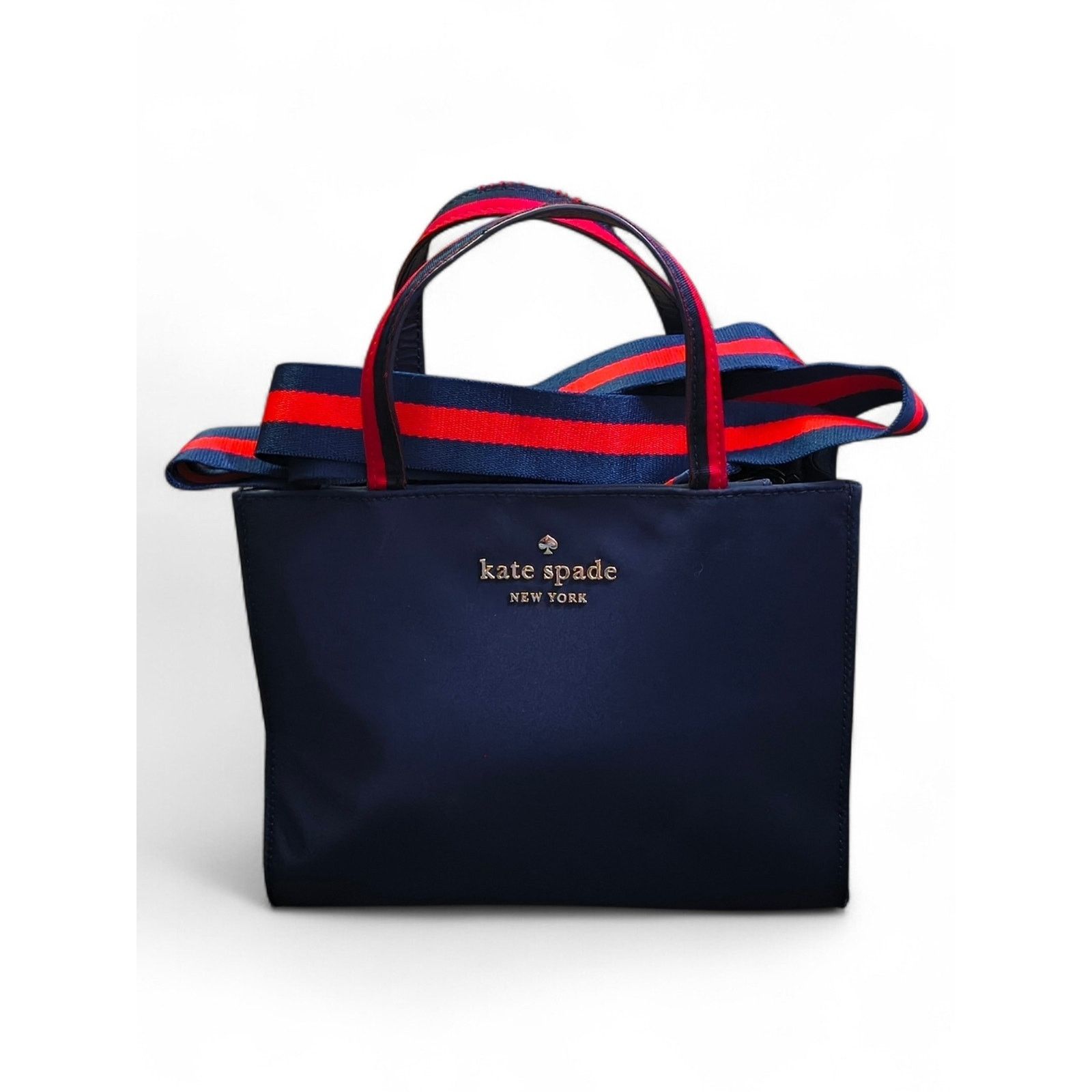Kate Spade NWOT Kate Spade Navy Blue Canvas Crossbody Red Trim 2 Straps Size ONE SIZE - 3 Thumbnail