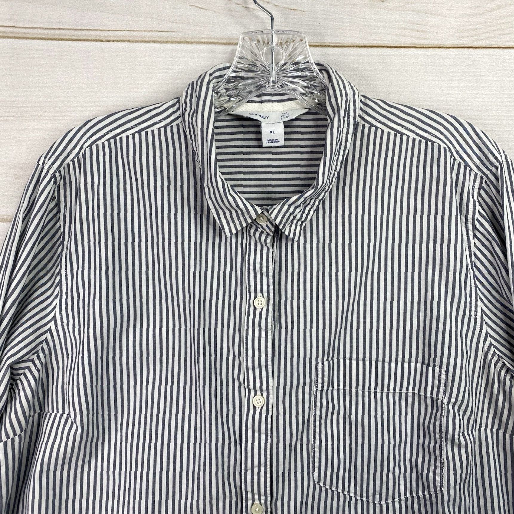 Old Navy Old Navy Tunic Shirt XL Blue Striped Casual Button-Up Women’s Shirt Size XL / US 12-14 / IT 48-50 - 3 Thumbnail