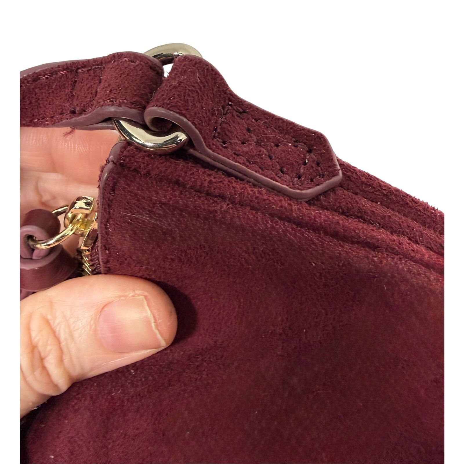 Old Navy Old Navy Burgundy Crossbody Bag Suede Key Charm 3 Pocket Size ONE SIZE - 10 Thumbnail