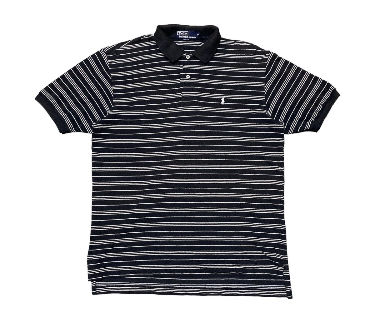 image of Polo Ralph Laurent Stripes Polos T Shirt in Black Stripes, Men's (Size XL)