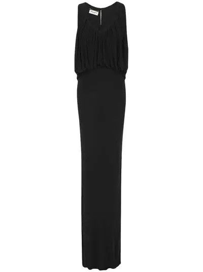 Saint Laurent Paris o1s1wg111124 Long Draped Dress Jersey in Black Size XS / US 0-2 / IT 36-38 - 1 Thumbnail