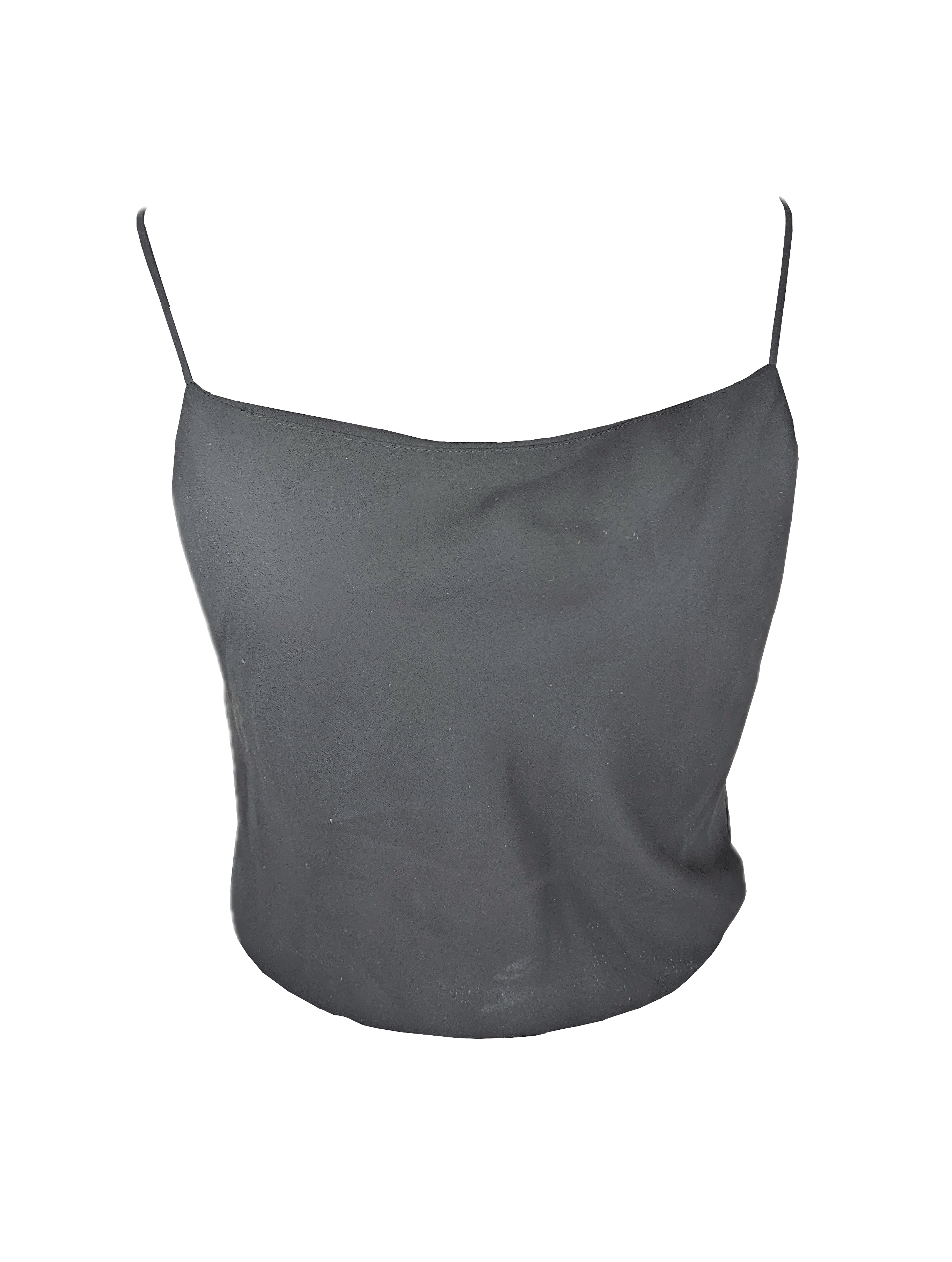 Vintage 1970's Black Cropped Cami Size M / US 6-8 / IT 42-44 - 2 Thumbnail
