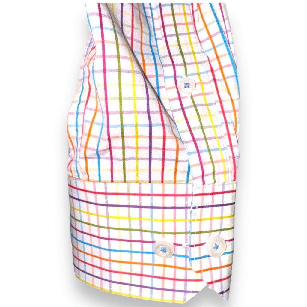 BUGATCHI Bugatchi Uomo Technicolor Check Shaped-Fit Dress Shirt 15 M Size US M / EU 48-50 / 2 - 3 Thumbnail