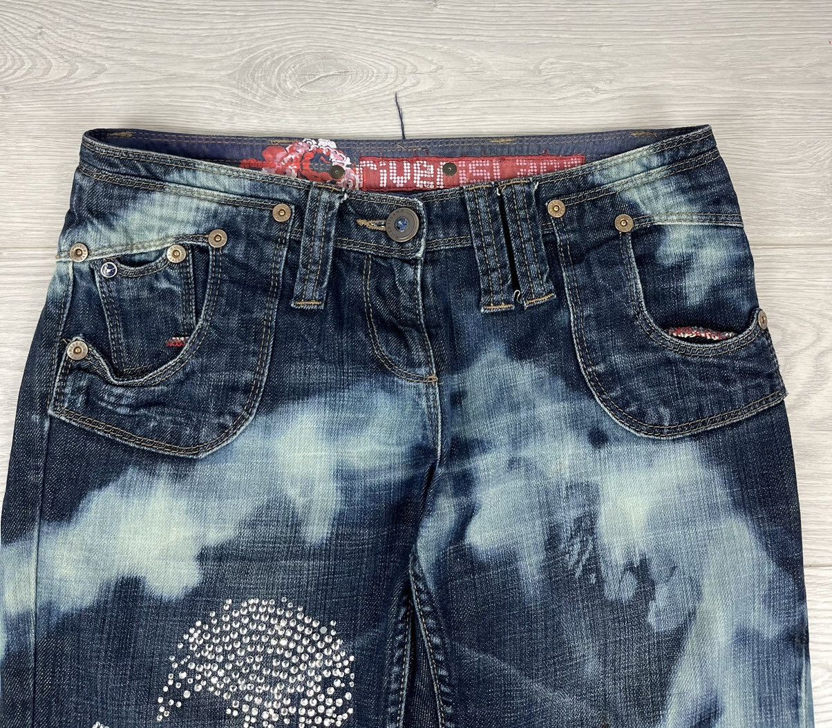 Japanese Brand Y2K Japanese Skull Vintage Flare Low Denim Pants Size 32" / US 10 / IT 46 - 6 Thumbnail
