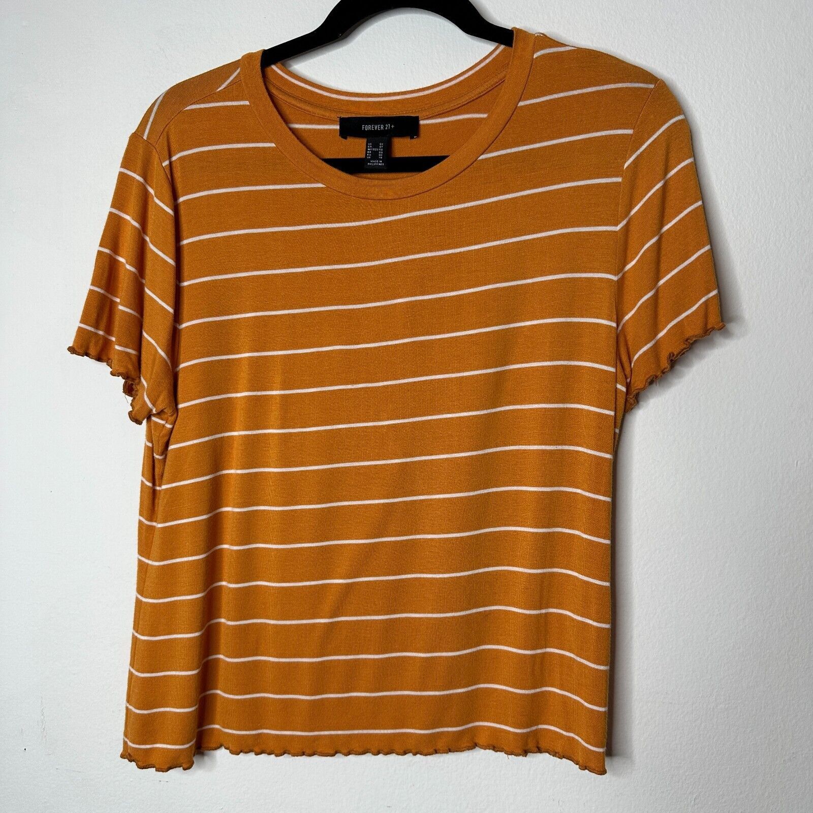 Forever 21 Forever 21 Orange White Stripe Short Sleeve Lettuce Edge 0X Size XS / US 0-2 / IT 36-38 - 9 Thumbnail