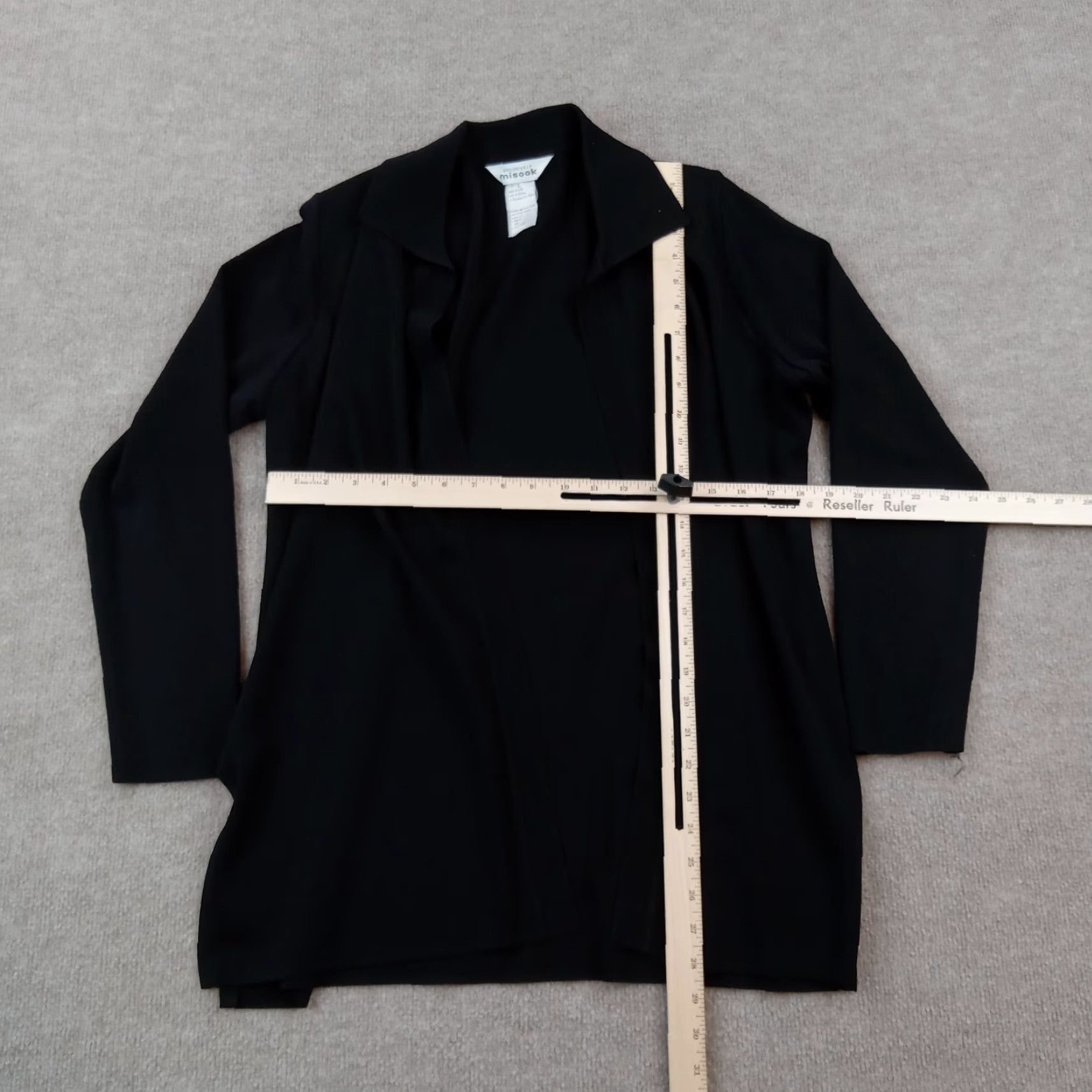 Vintage Exclusively Misook Open Front Knit Flowy Cardigan Sweater Womens Large Black Size L / US 10 / IT 46 - 2 Thumbnail