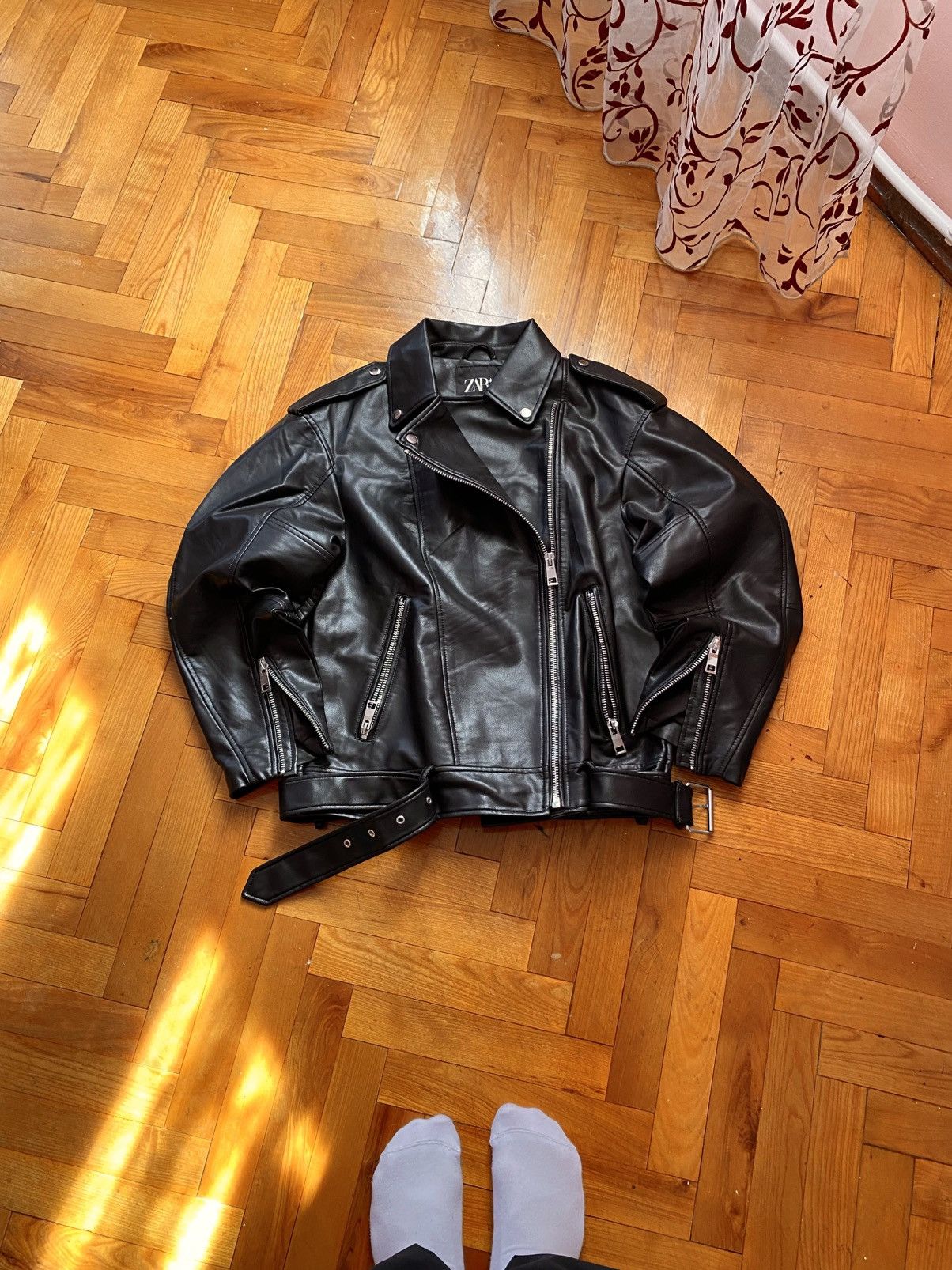 Designer × Japanese Brand Rick Owens Style Zara Leather Jacket Size US S / EU 44-46 / 1 - 3 Thumbnail