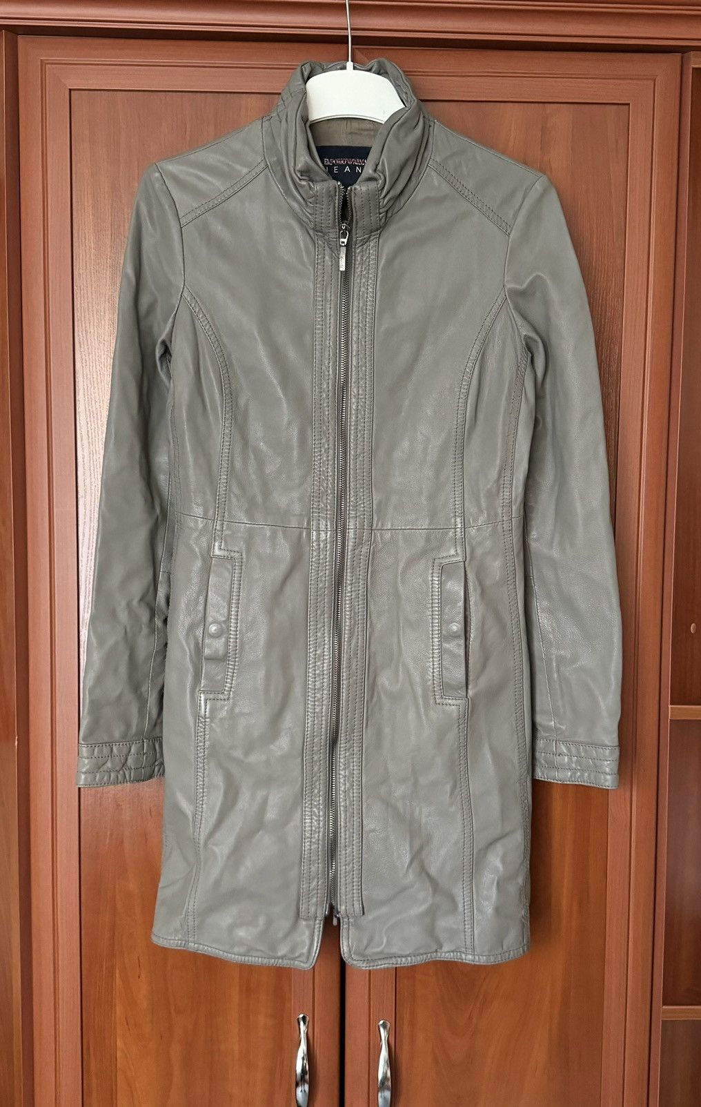 Armani × Emporio Armani Emporio Armani Jeans I38/US4/F34 long leather jacket coat Size S / US 4 / IT 40 - 22 Thumbnail