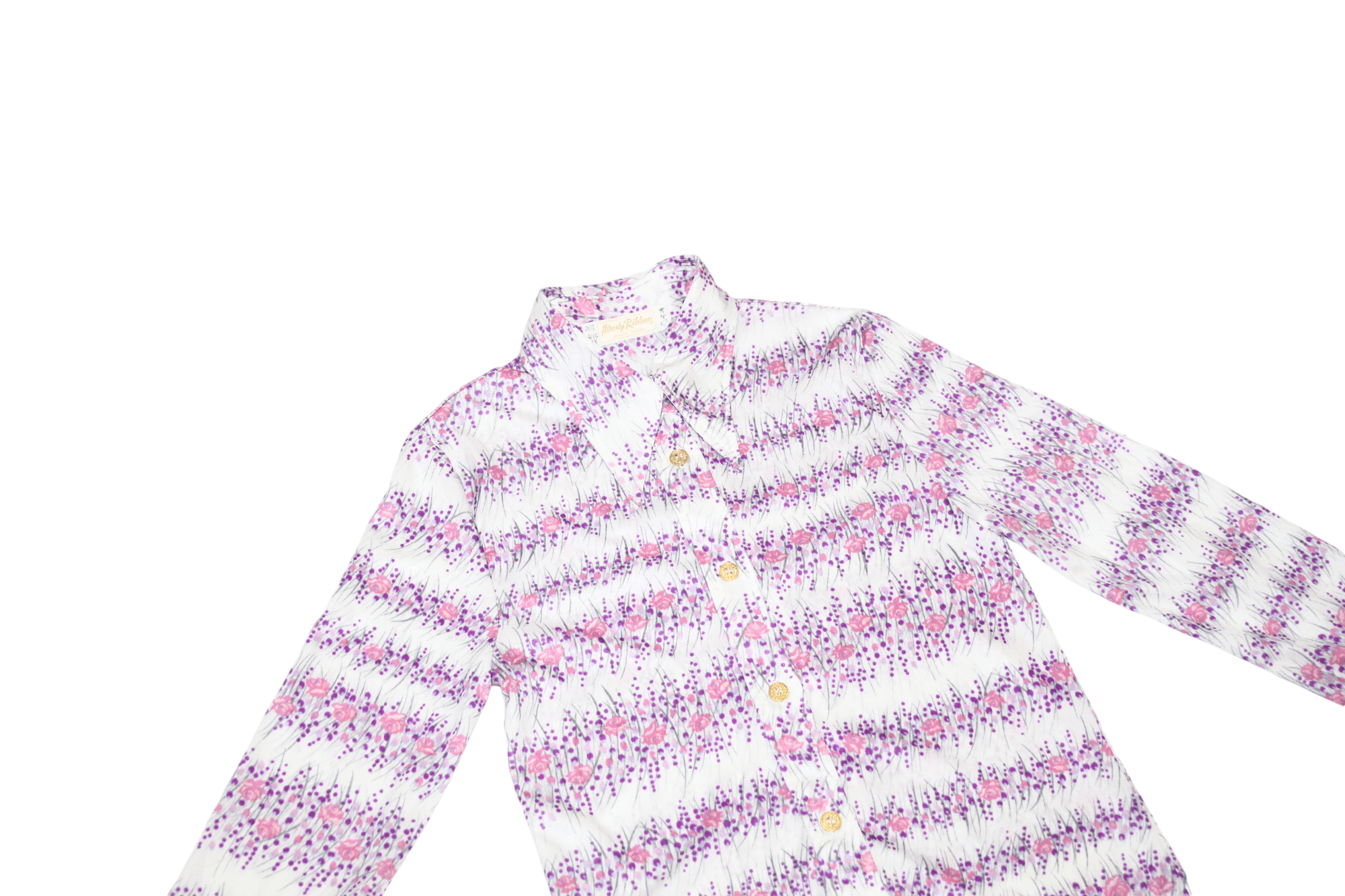 Japanese Brand Marty Ribbon Abstract Floral Printed Polyester Blouse Shirt Size M / US 6-8 / IT 42-44 - 4 Thumbnail