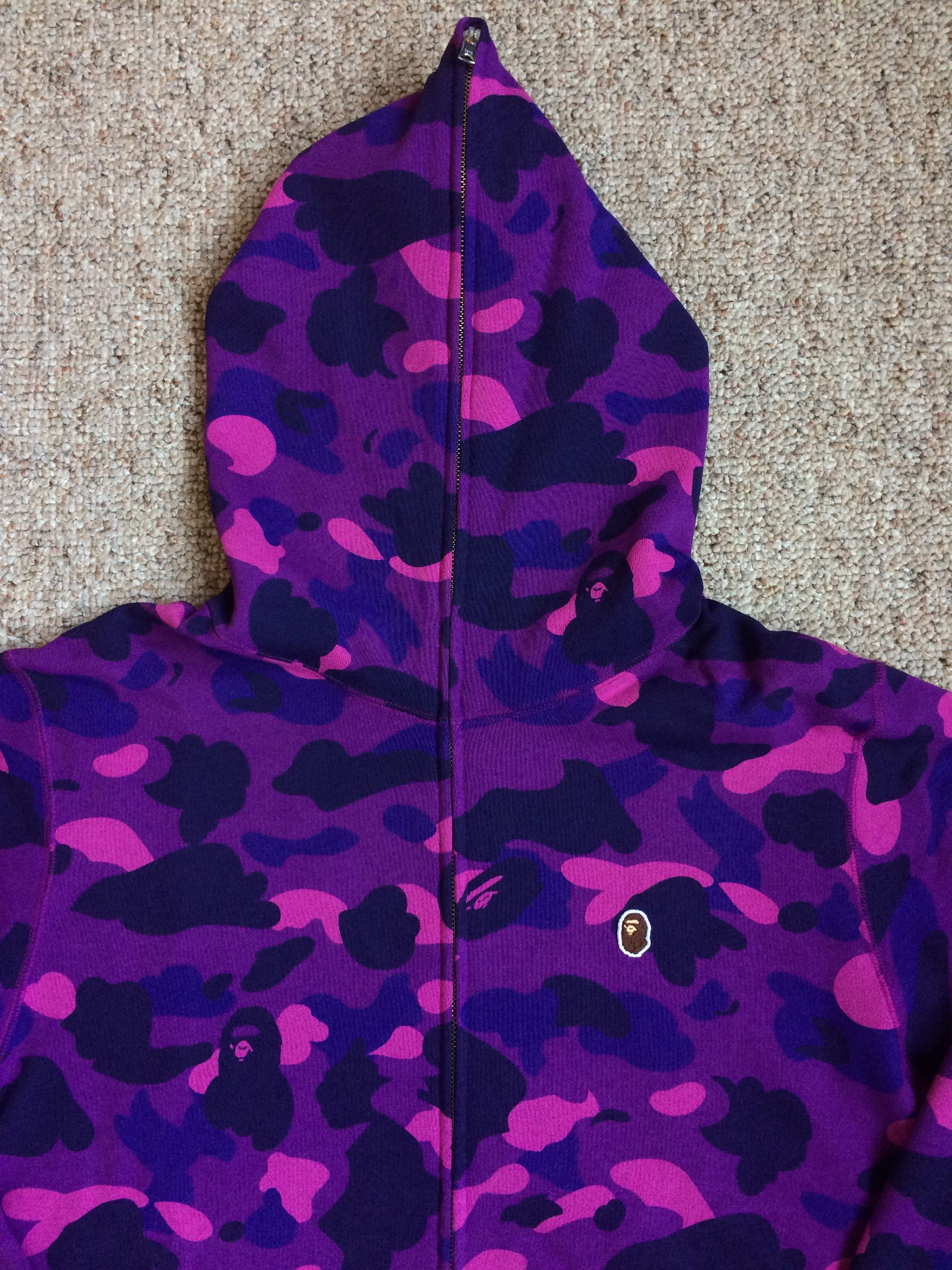 Bape OG Bathing Ape Purple Camo Full Zip Hoodie Size US L / EU 52-54 / 3 - 2 Thumbnail