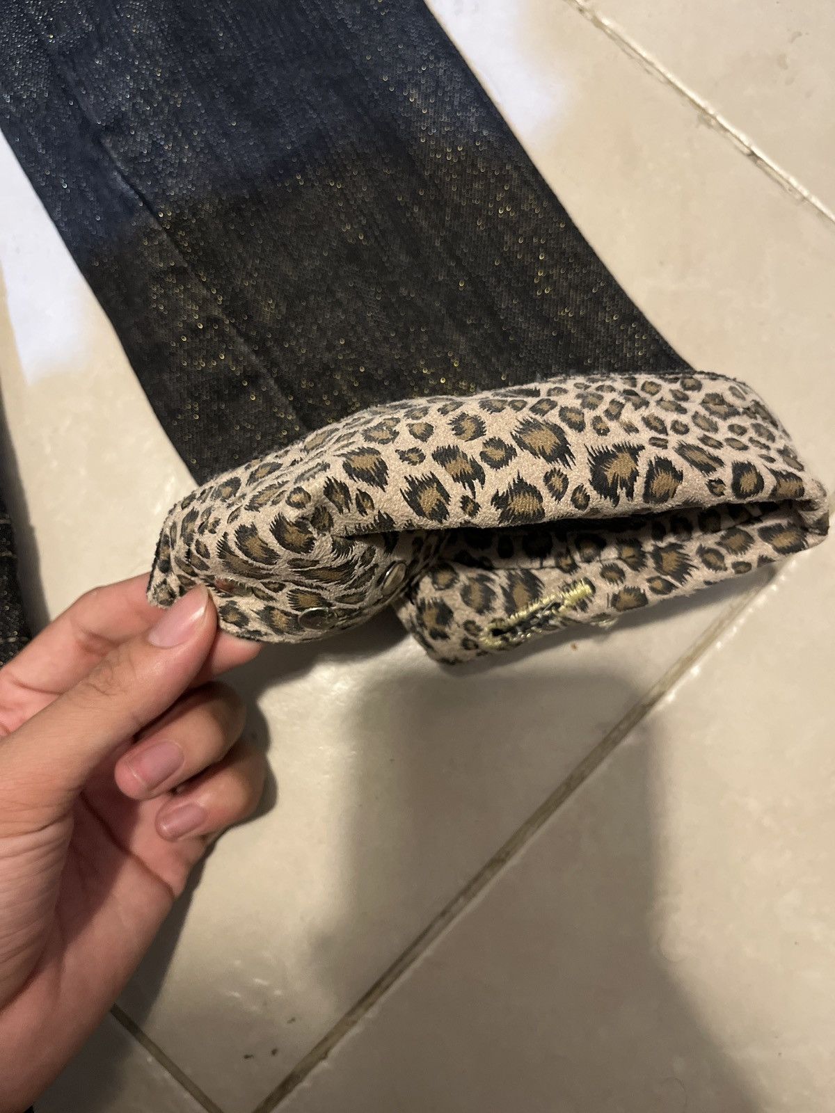 Vintage Japanese Leopard Black gold shimmers denim jacket - size M Size US M / EU 48-50 / 2 - 4 Thumbnail