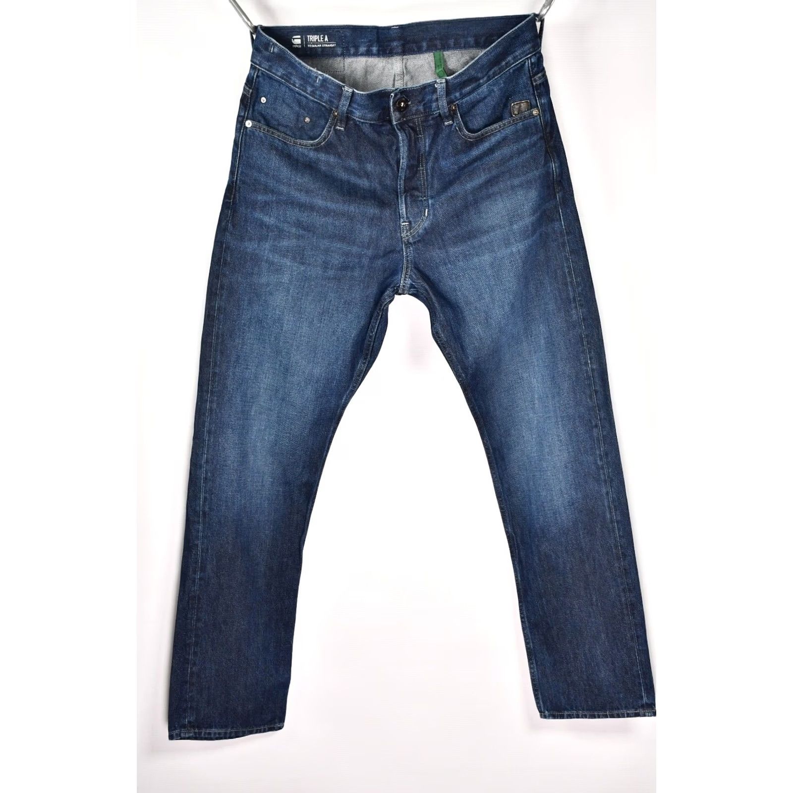 G-Star G-Star RAW Triple A Regular Straight Jeans W32/L32 Men Blue Cotton Denim 100% Cotton Classic Fit Size 32 (Vintage No) Mens Size US 32 / EU 48 - 2 Thumbnail